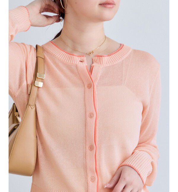 VIS「【WEB限定】麻タッチシアー配色カーディガン」|カーディガン|