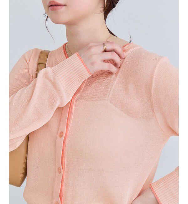 VIS「【WEB限定】麻タッチシアー配色カーディガン」|カーディガン|ピンク(63)