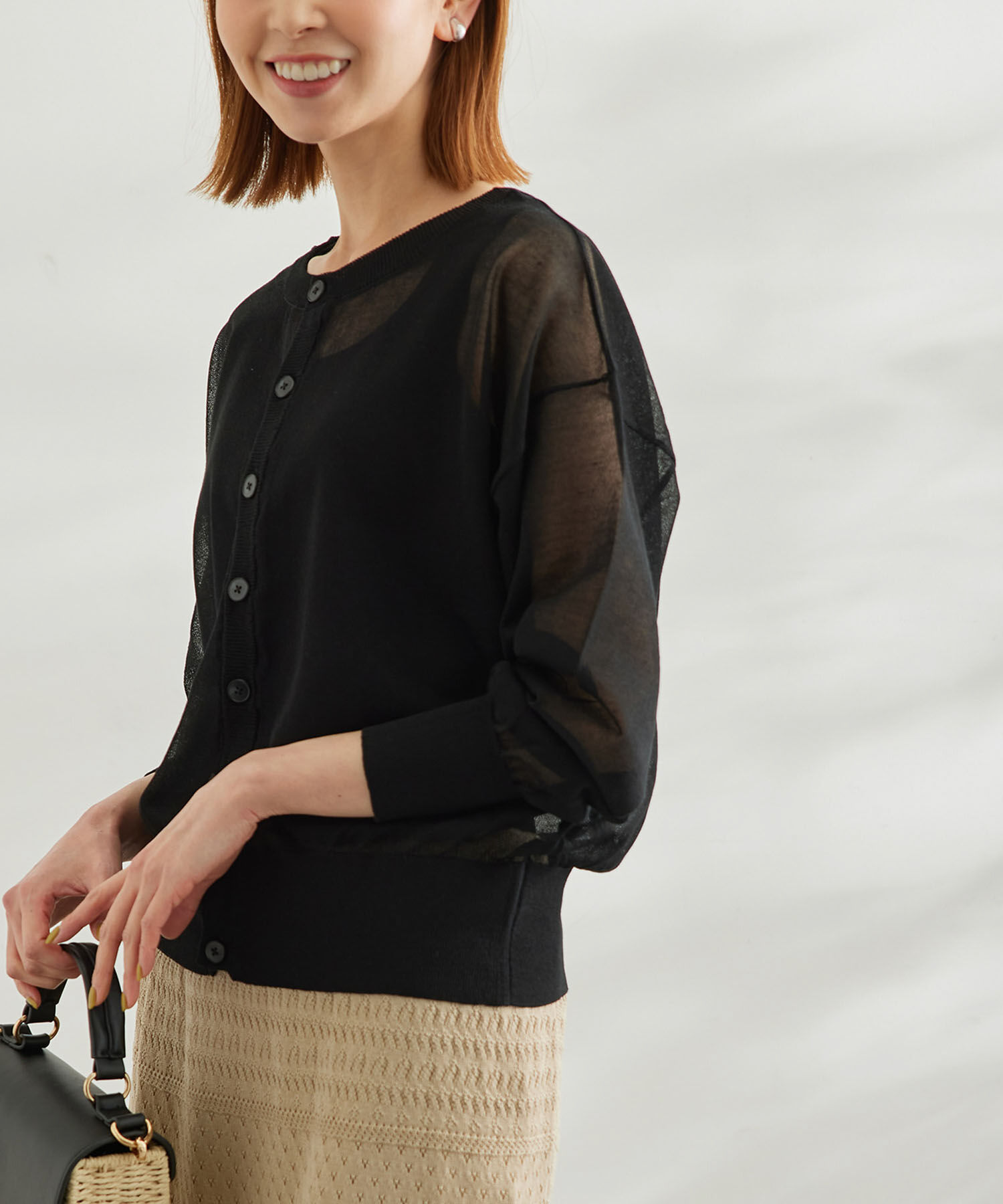 Rope&rsquo;Picnic「【WEB限定カラー:ピンク】2WAY/シアーカーディガン」|カーディガン|