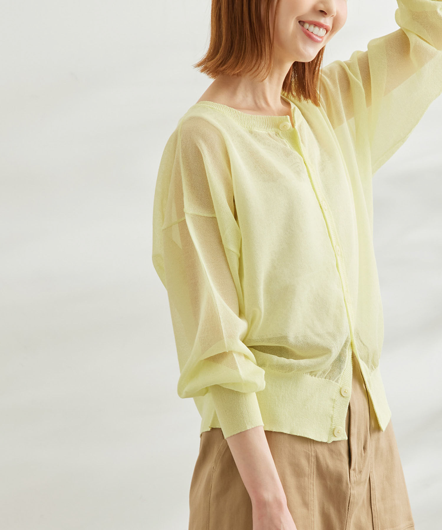 Rope&rsquo;Picnic「【WEB限定カラー:ピンク】2WAY/シアーカーディガン」|カーディガン|