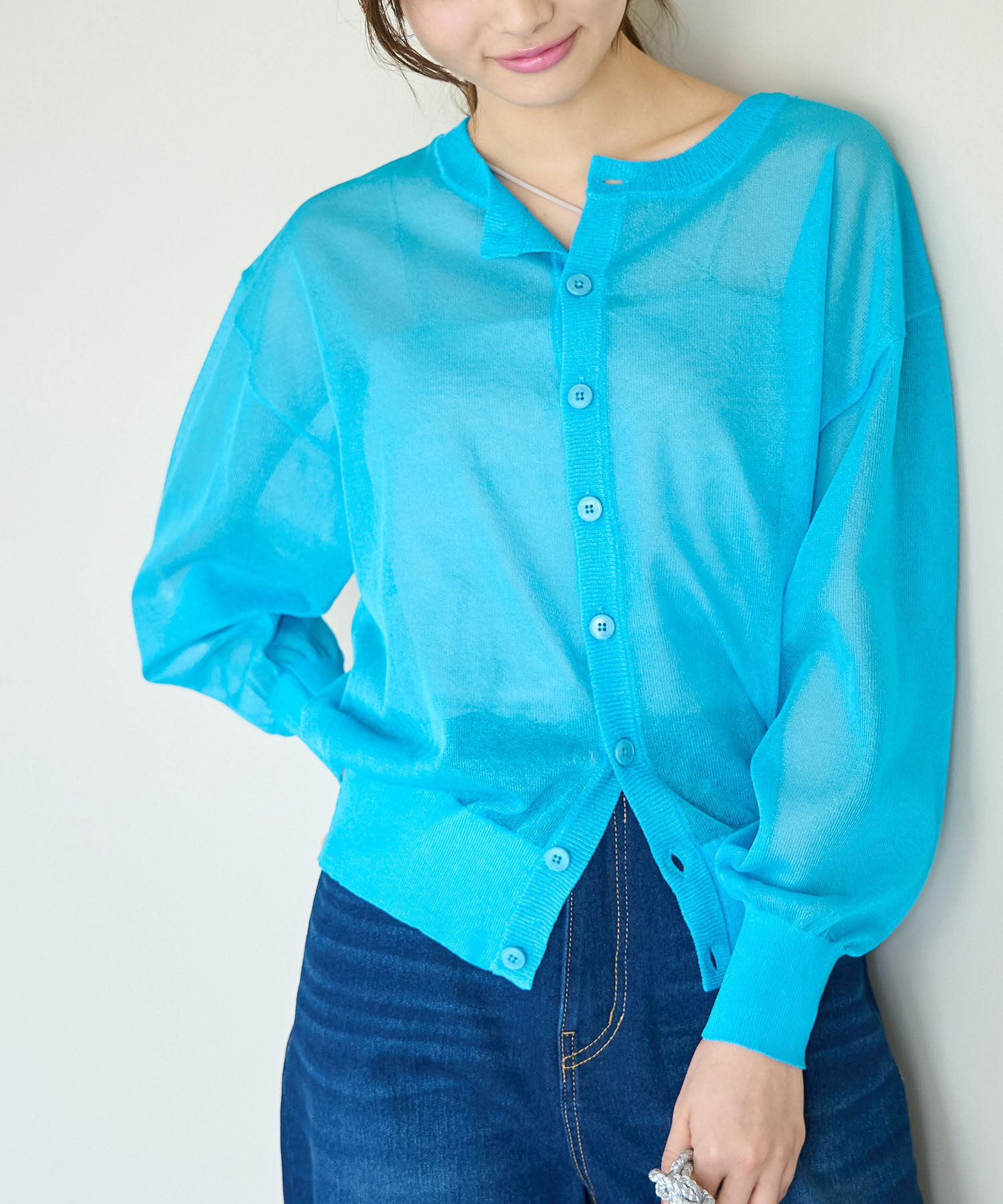 Rope&rsquo;Picnic「【WEB限定カラー:ピンク】2WAY/シアーカーディガン」|カーディガン|