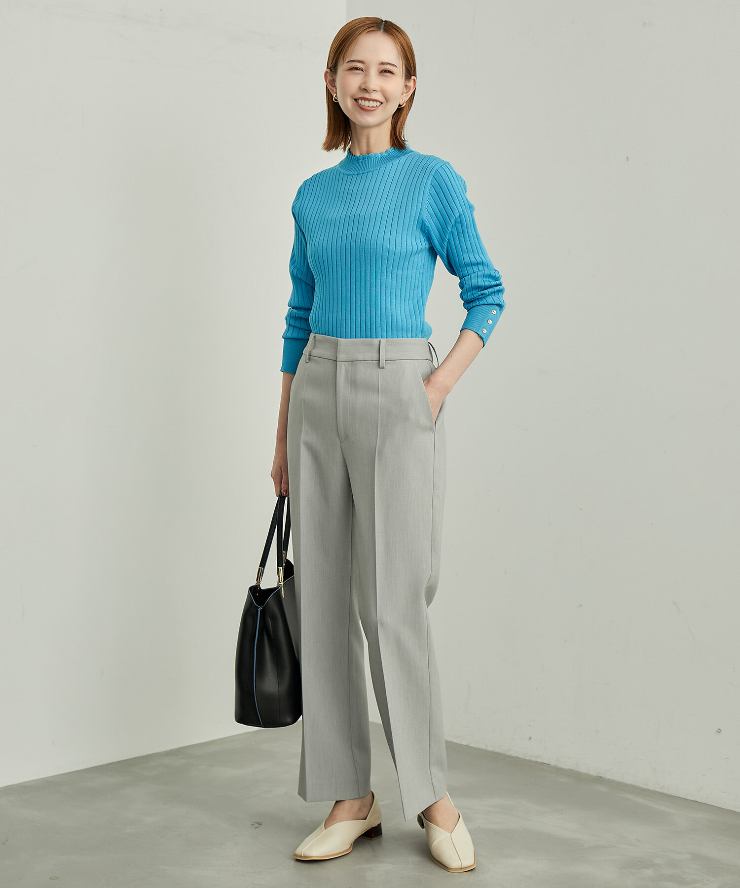 Rope&rsquo;Picnic「BIOGRACE(R)スカラップネックリブニットプルオーバー」|ニット・セーター|