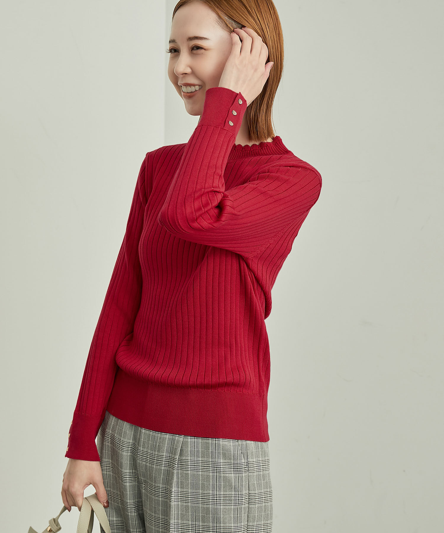 Rope&rsquo;Picnic「BIOGRACE(R)スカラップネックリブニットプルオーバー」|ニット・セーター|