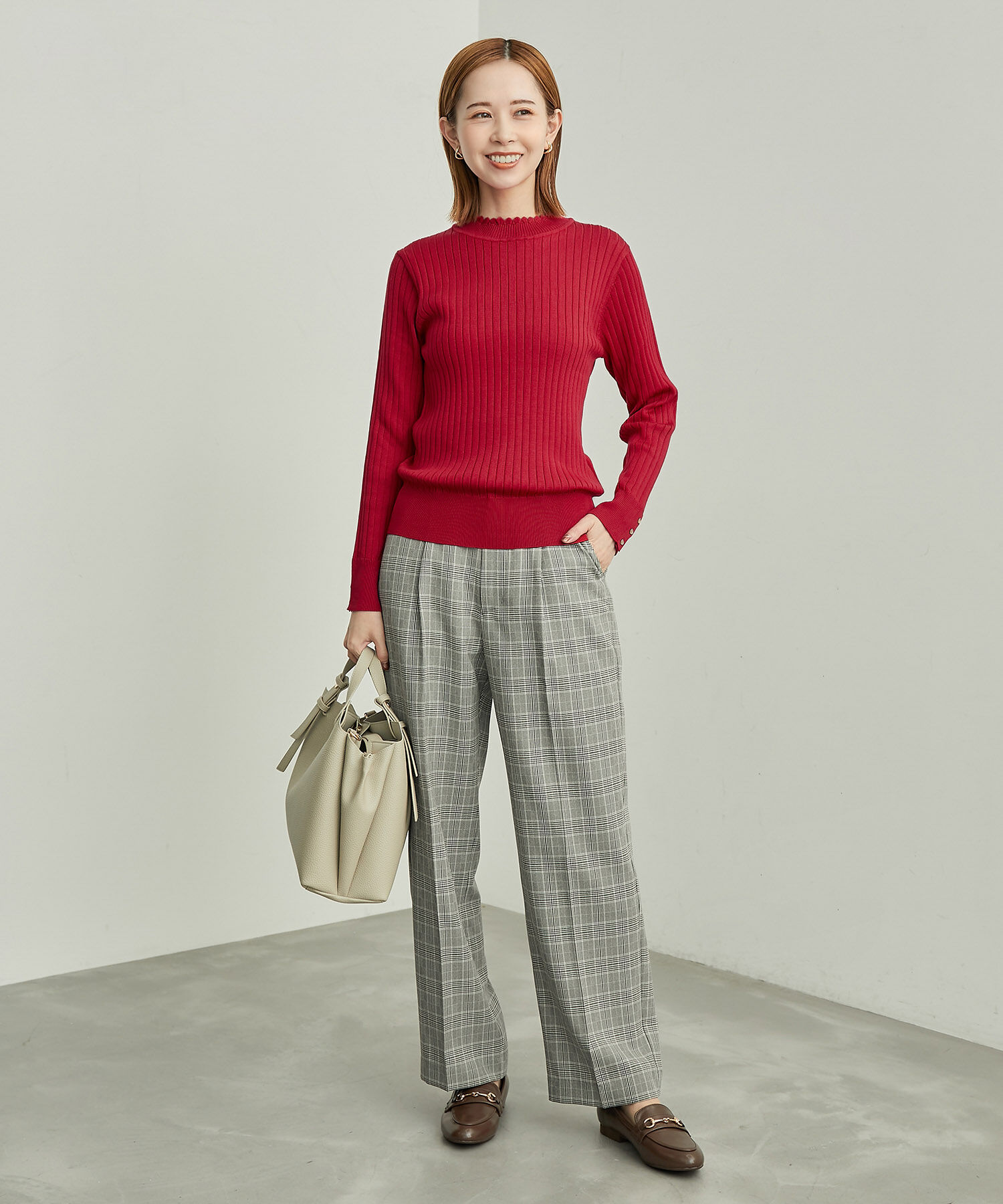 Rope&rsquo;Picnic「BIOGRACE(R)スカラップネックリブニットプルオーバー」|ニット・セーター|