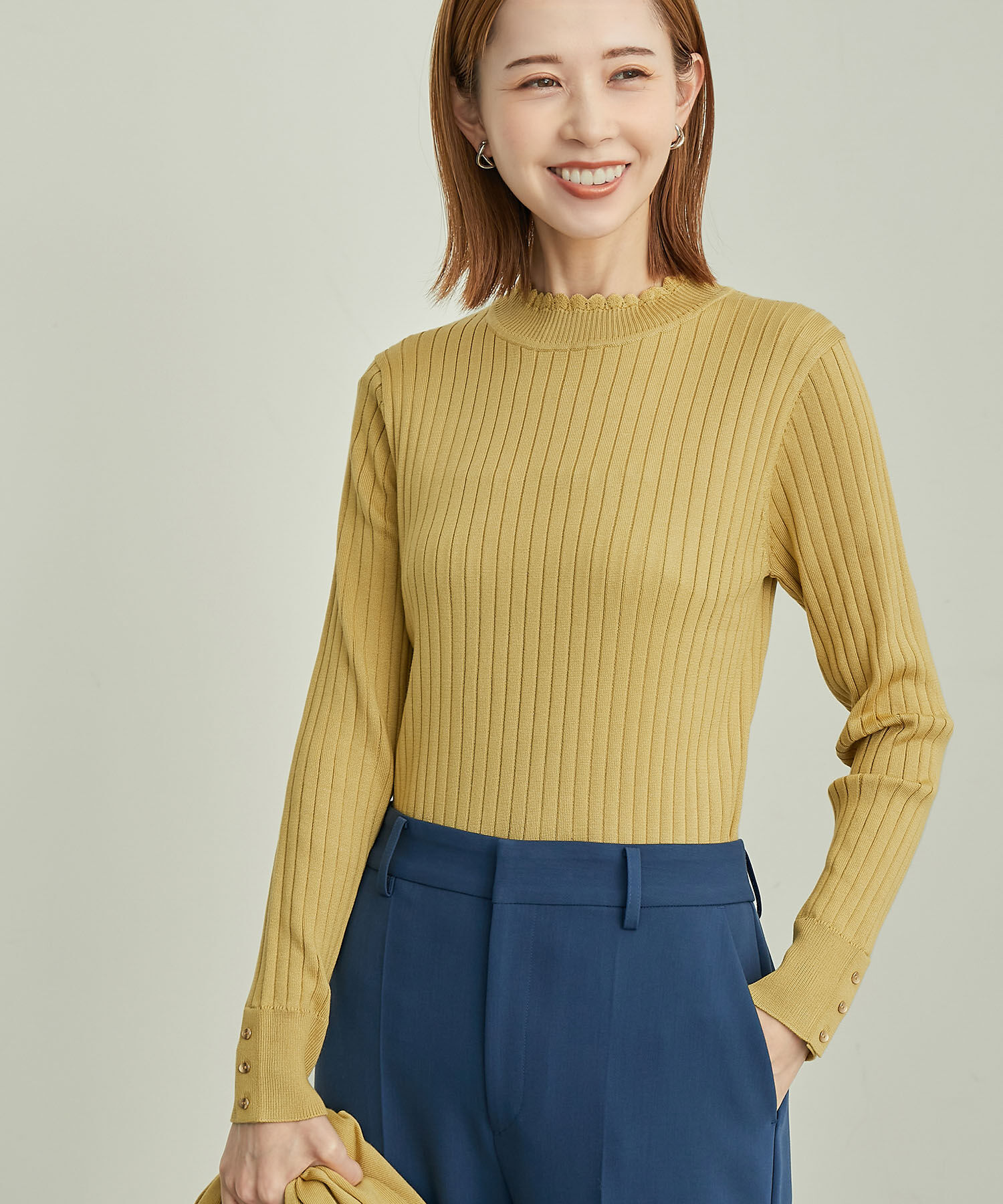 Rope&rsquo;Picnic「BIOGRACE(R)スカラップネックリブニットプルオーバー」|ニット・セーター|