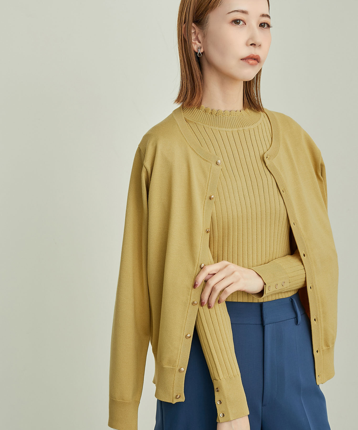 Rope&rsquo;Picnic「BIOGRACE(R)スカラップネックリブニットプルオーバー」|ニット・セーター|