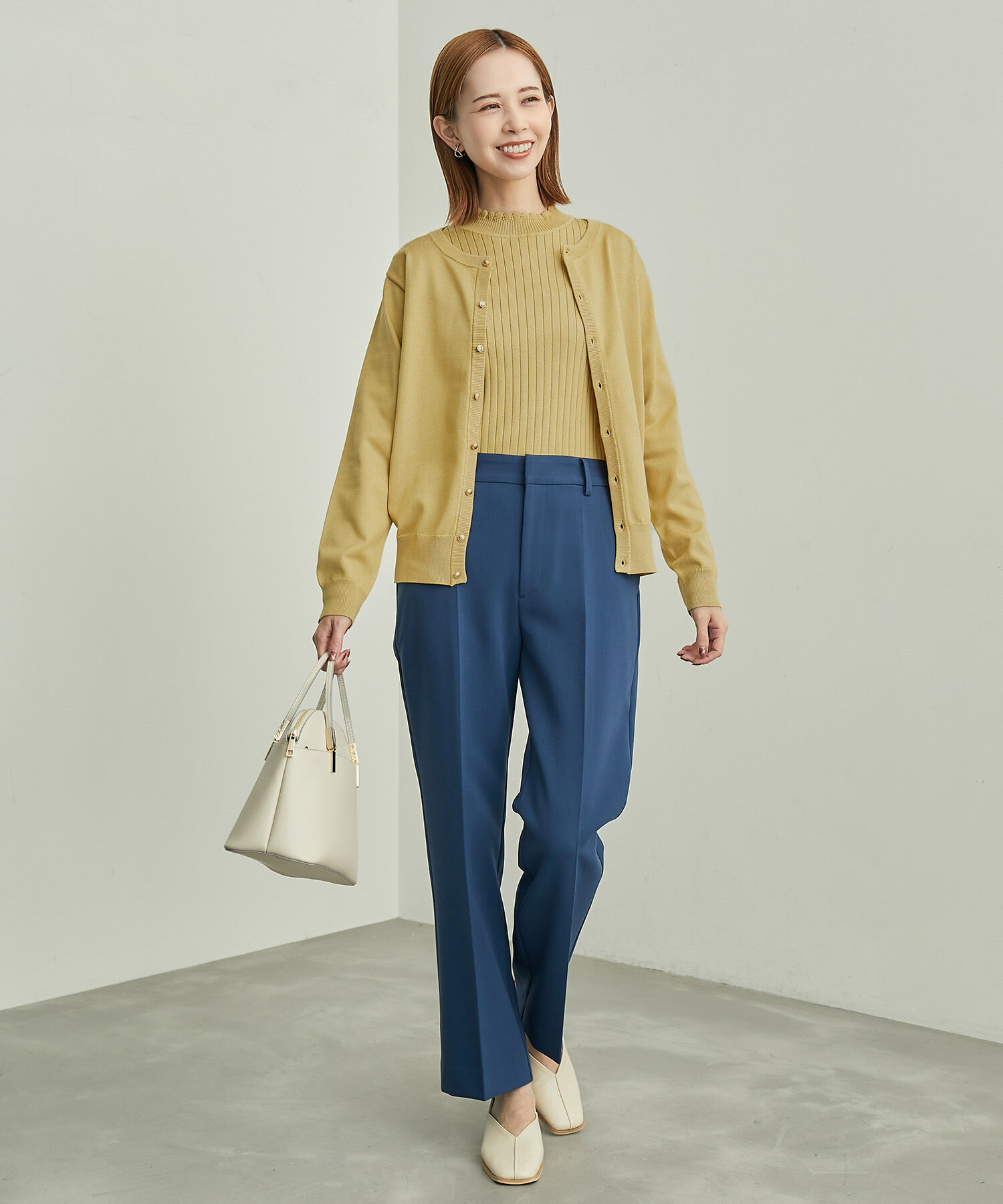 Rope&rsquo;Picnic「BIOGRACE(R)スカラップネックリブニットプルオーバー」|ニット・セーター|