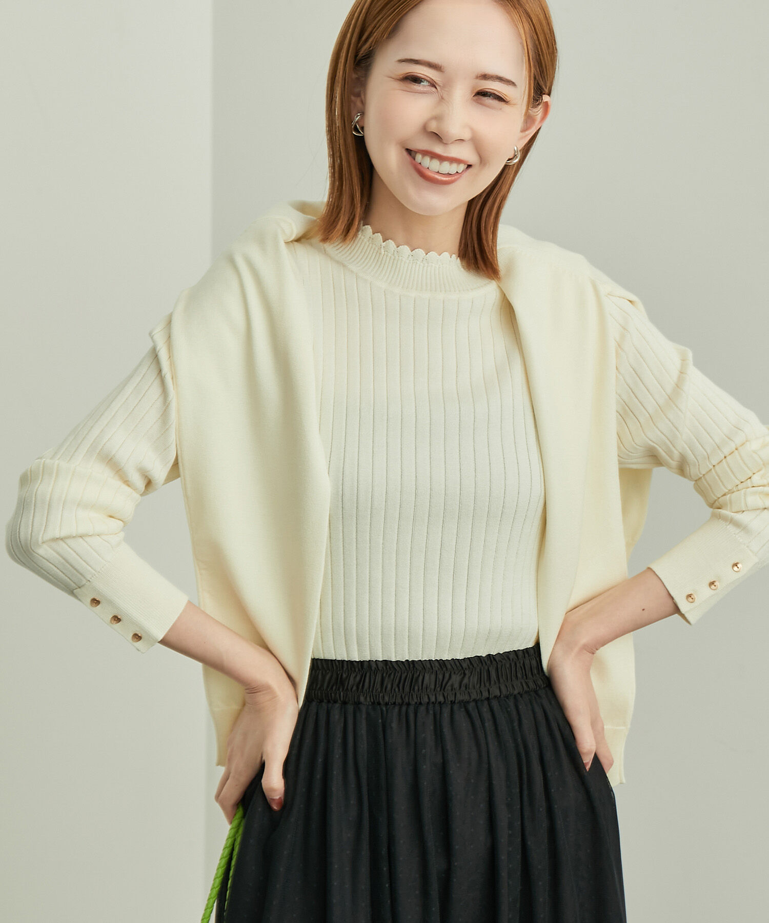 Rope&rsquo;Picnic「BIOGRACE(R)スカラップネックリブニットプルオーバー」|ニット・セーター|