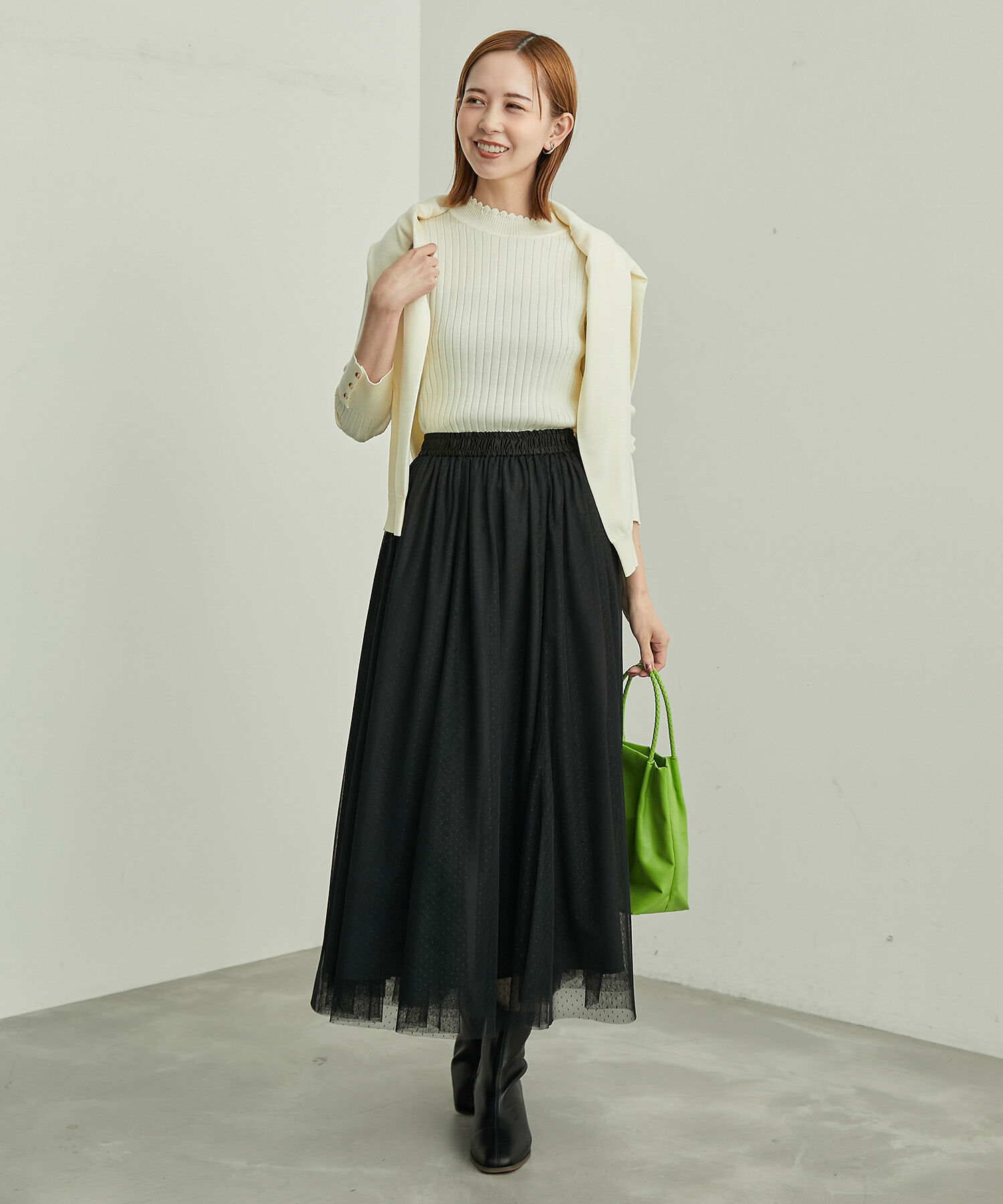 Rope&rsquo;Picnic「BIOGRACE(R)スカラップネックリブニットプルオーバー」|ニット・セーター|