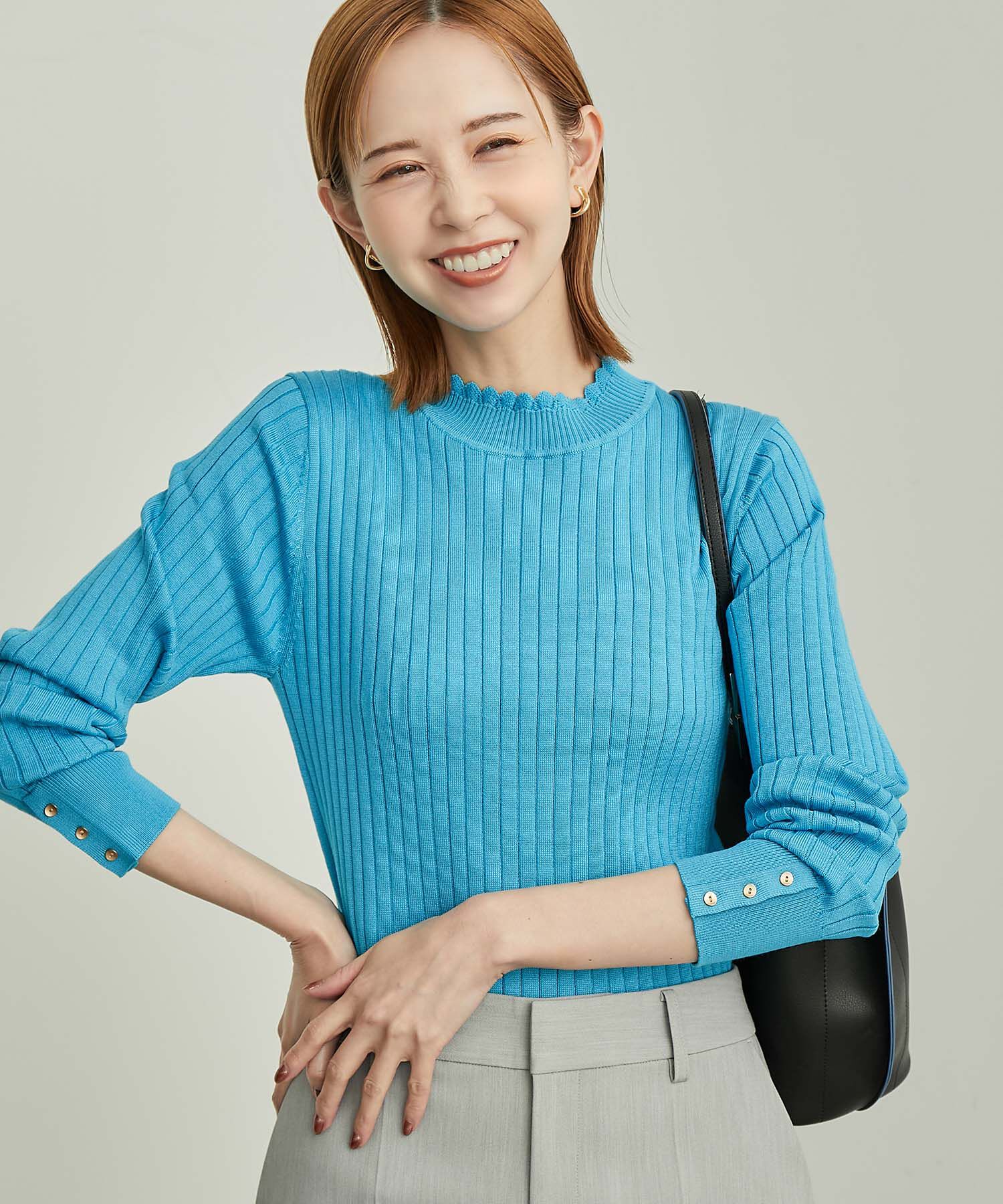 Rope&rsquo;Picnic「BIOGRACE(R)スカラップネックリブニットプルオーバー」|ニット・セーター|