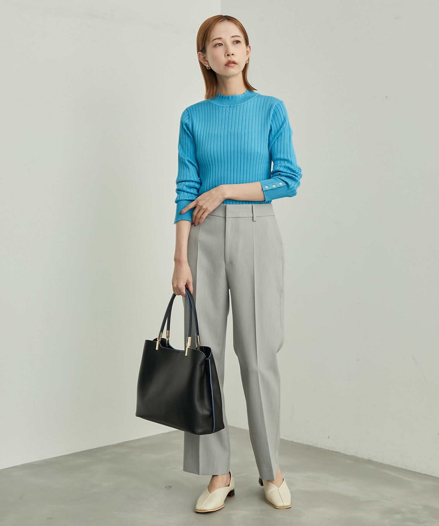 Rope&rsquo;Picnic「BIOGRACE(R)スカラップネックリブニットプルオーバー」|ニット・セーター|