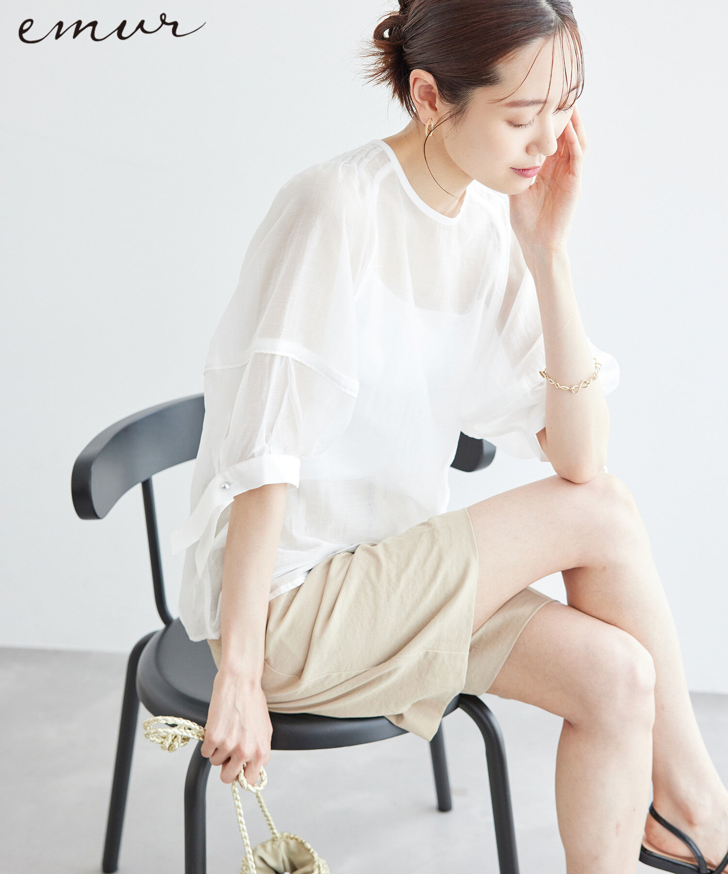 Rope&rsquo;Picnic「【emur/エミュール】シアーフリルカフスブラウス」|シャツ・ブラウス|ホワイト(10)