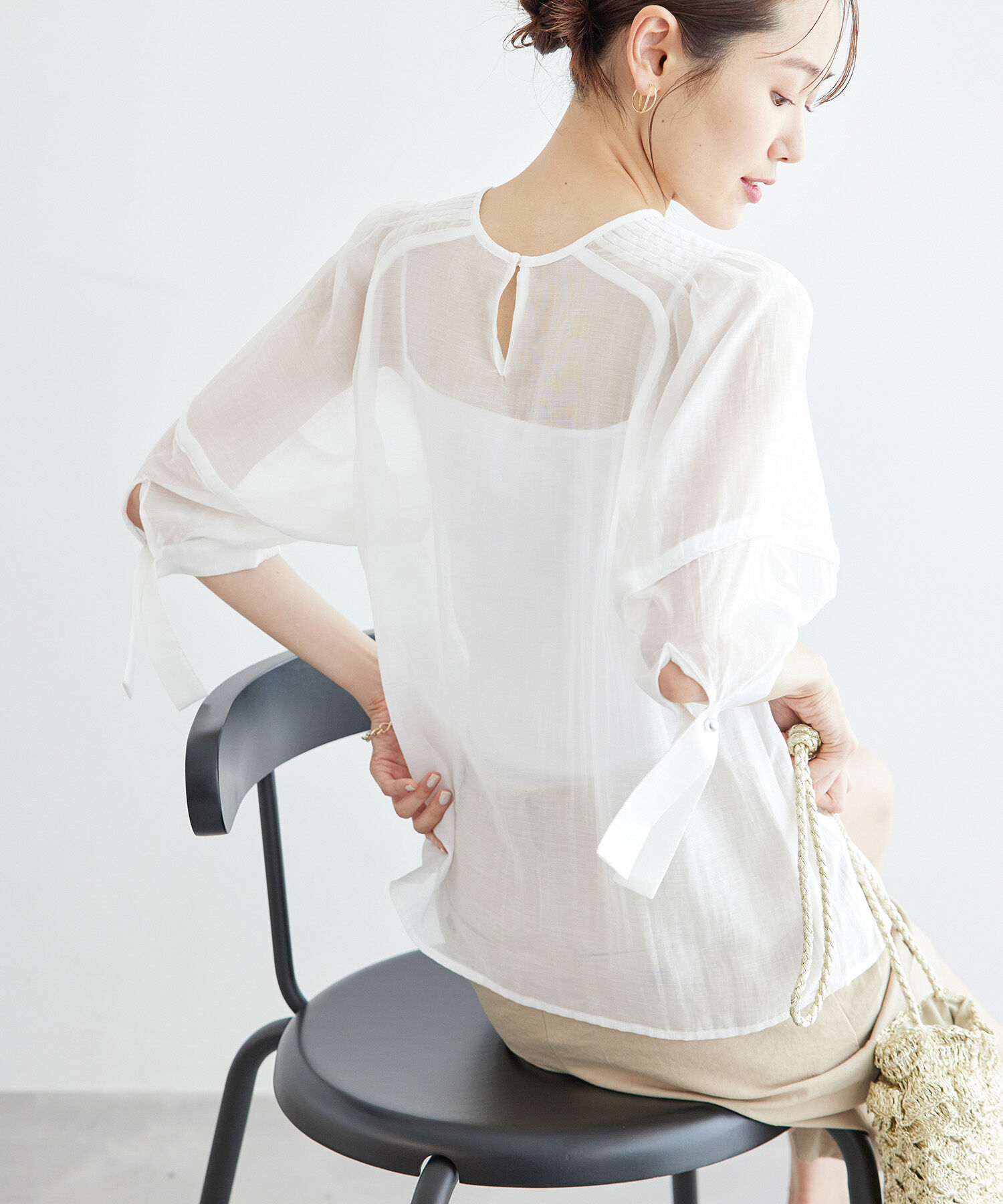 Rope&rsquo;Picnic「【emur/エミュール】シアーフリルカフスブラウス」|シャツ・ブラウス|