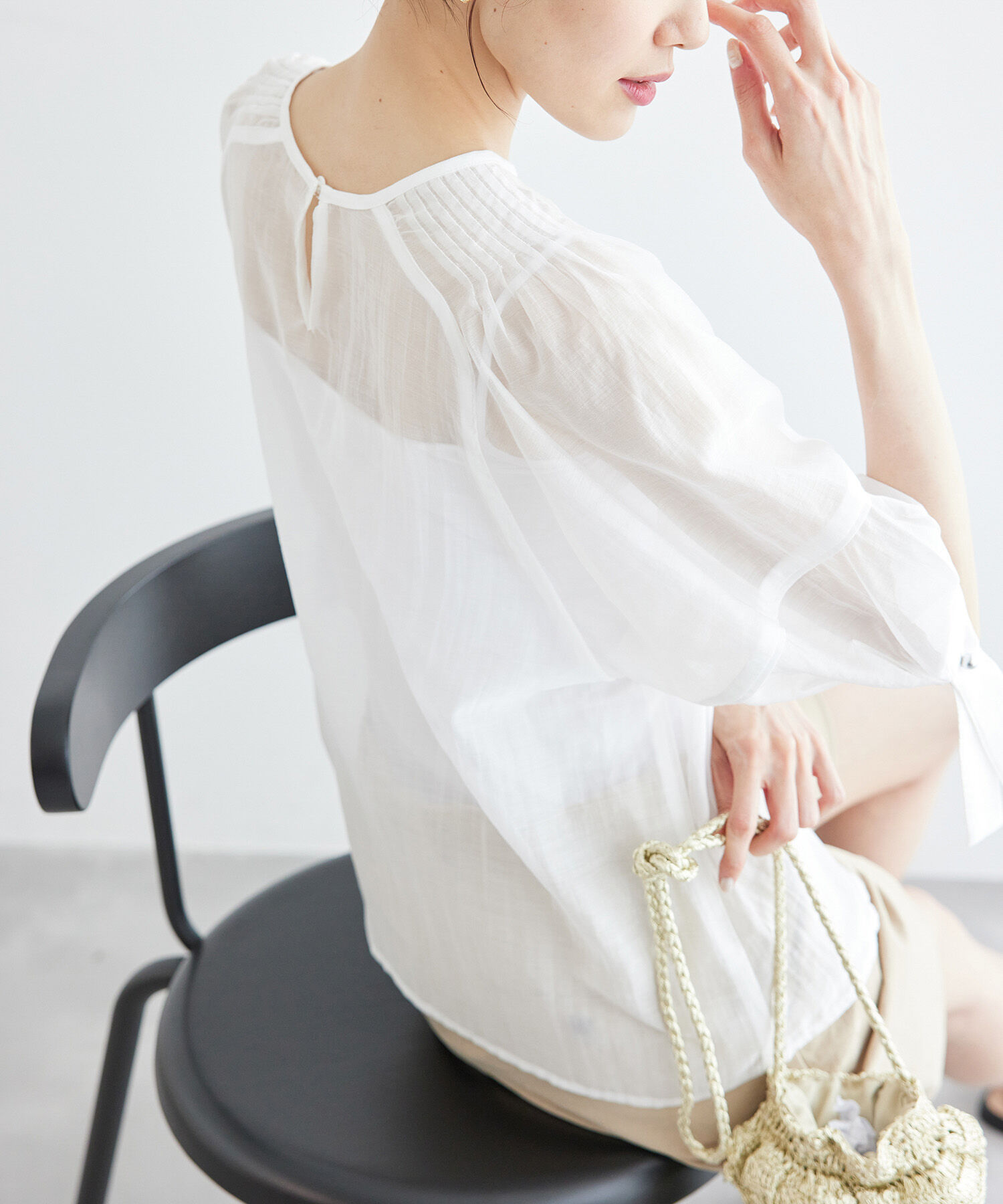 Rope&rsquo;Picnic「【emur/エミュール】シアーフリルカフスブラウス」|シャツ・ブラウス|