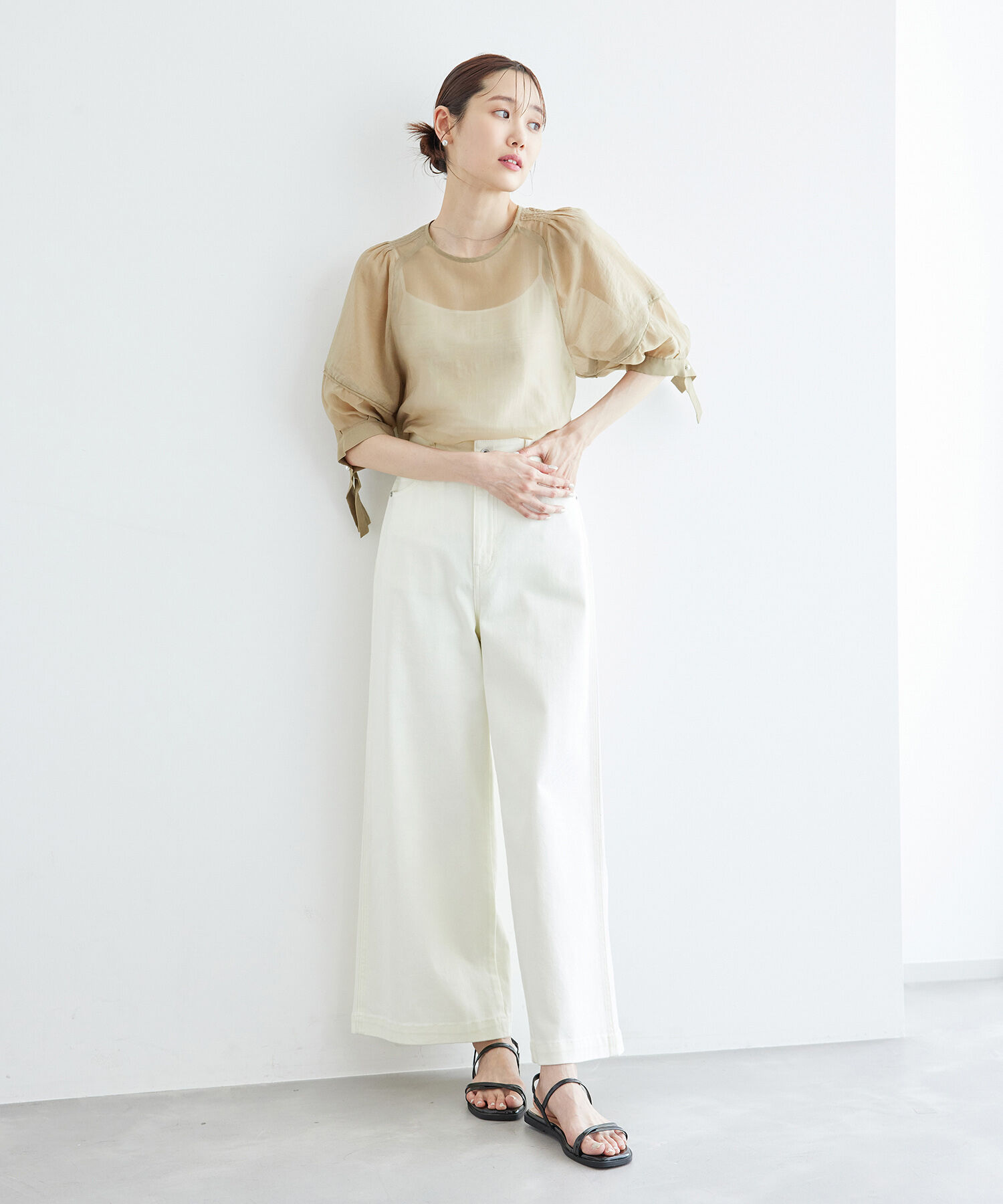 Rope&rsquo;Picnic「【emur/エミュール】シアーフリルカフスブラウス」|シャツ・ブラウス|