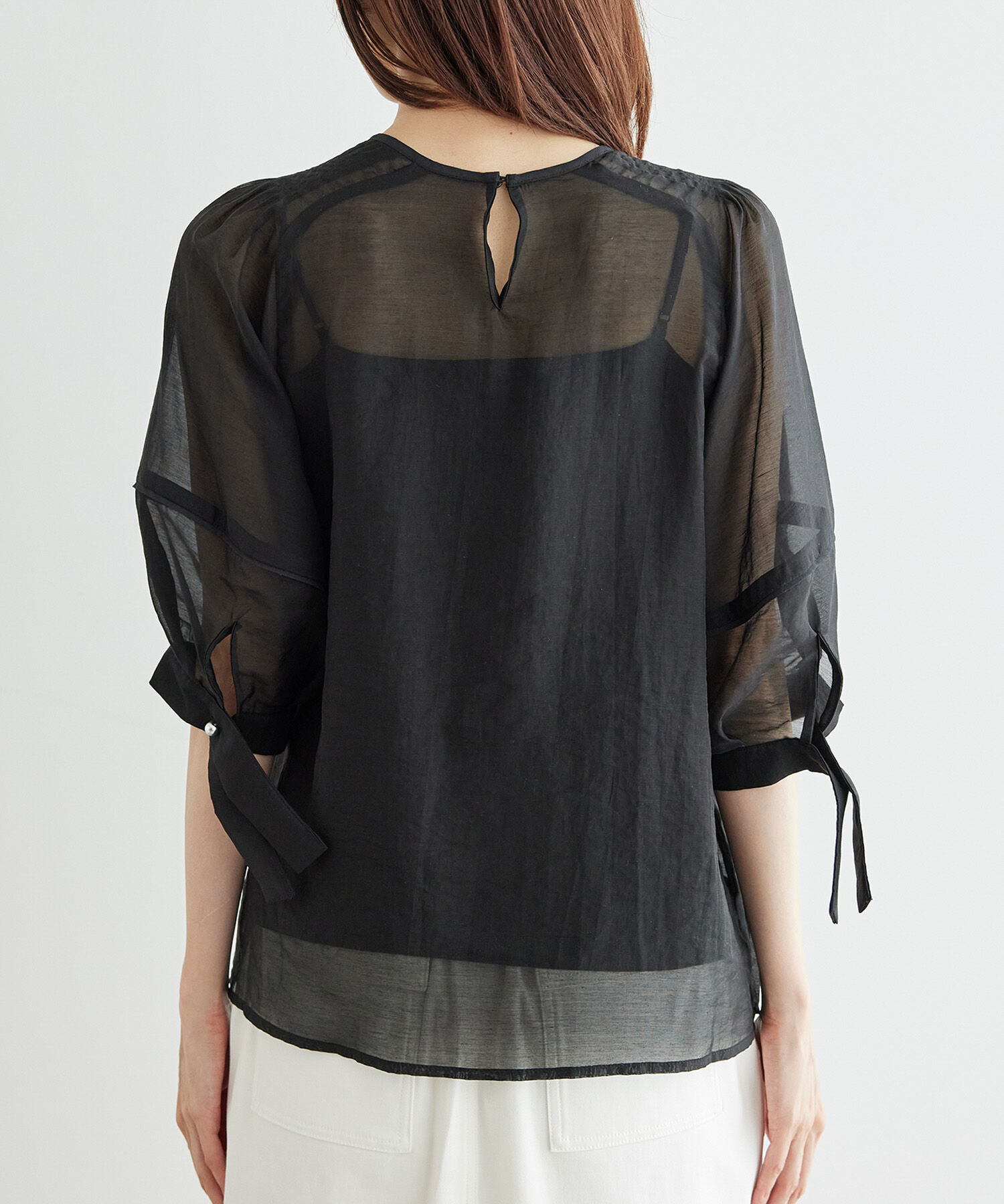 Rope&rsquo;Picnic「【emur/エミュール】シアーフリルカフスブラウス」|シャツ・ブラウス|