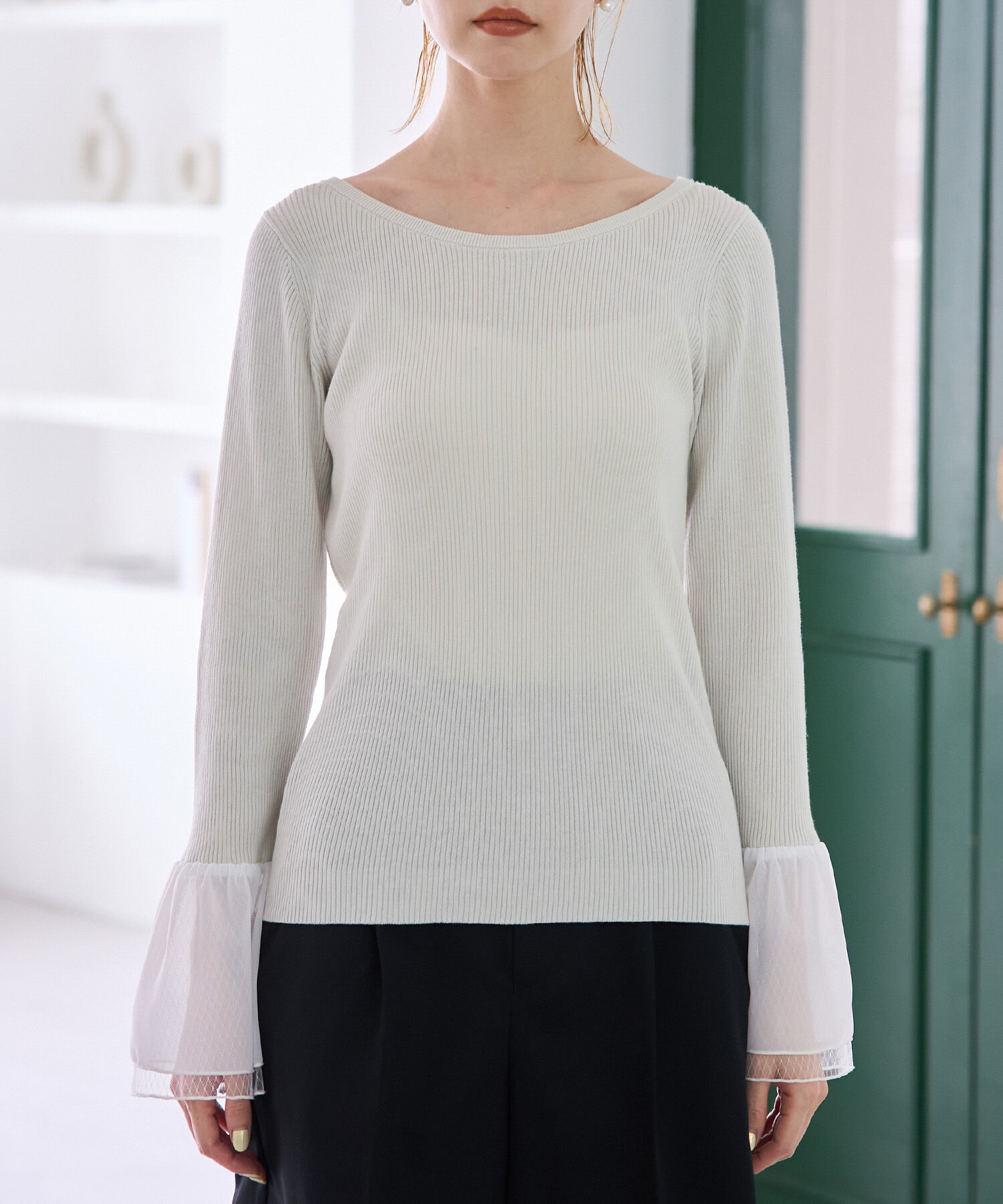 Rope&rsquo;Picnic「袖ラメシアー＆袖チュールプルオーバー」|ニット・セーター|