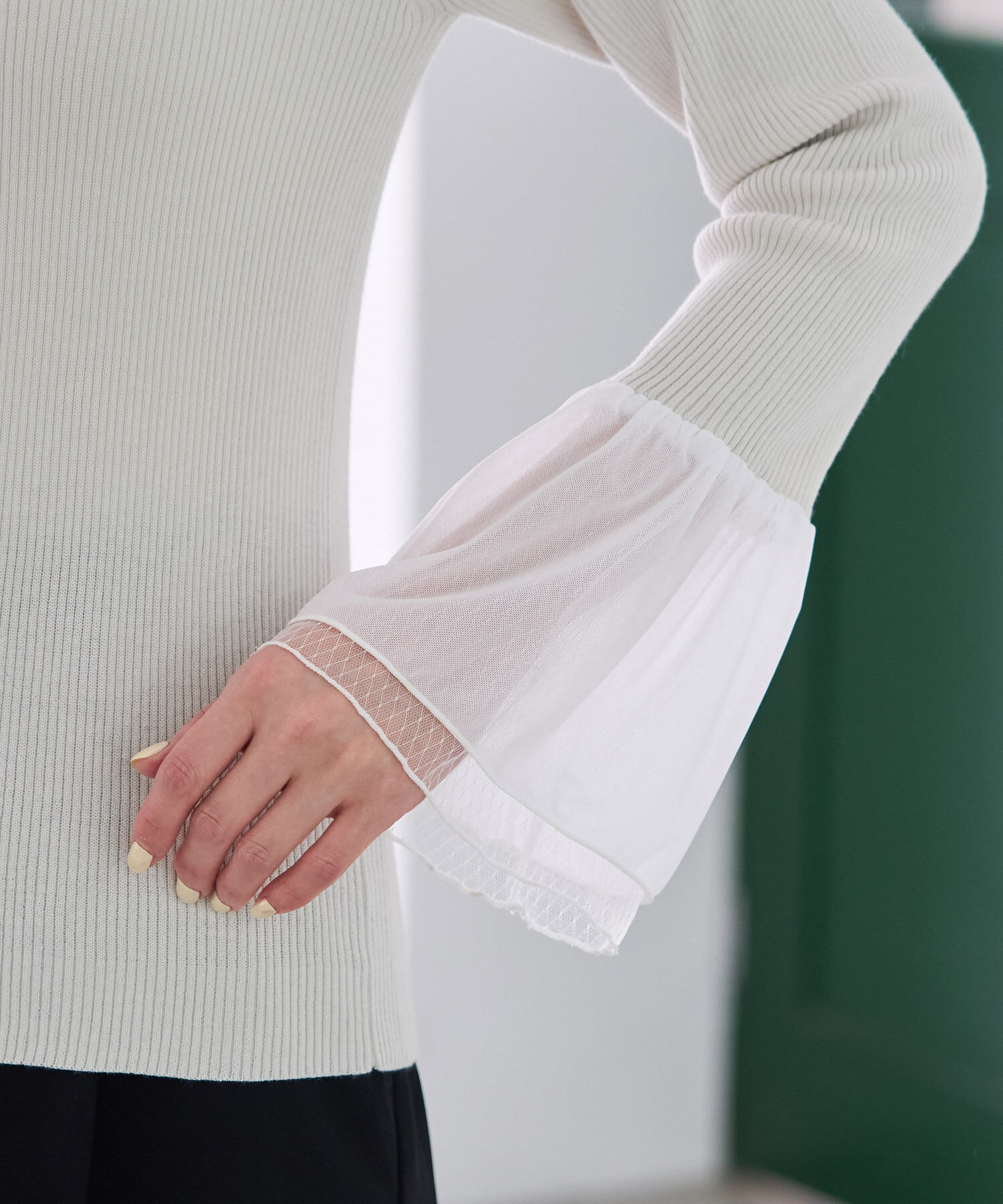 Rope&rsquo;Picnic「袖ラメシアー＆袖チュールプルオーバー」|ニット・セーター|