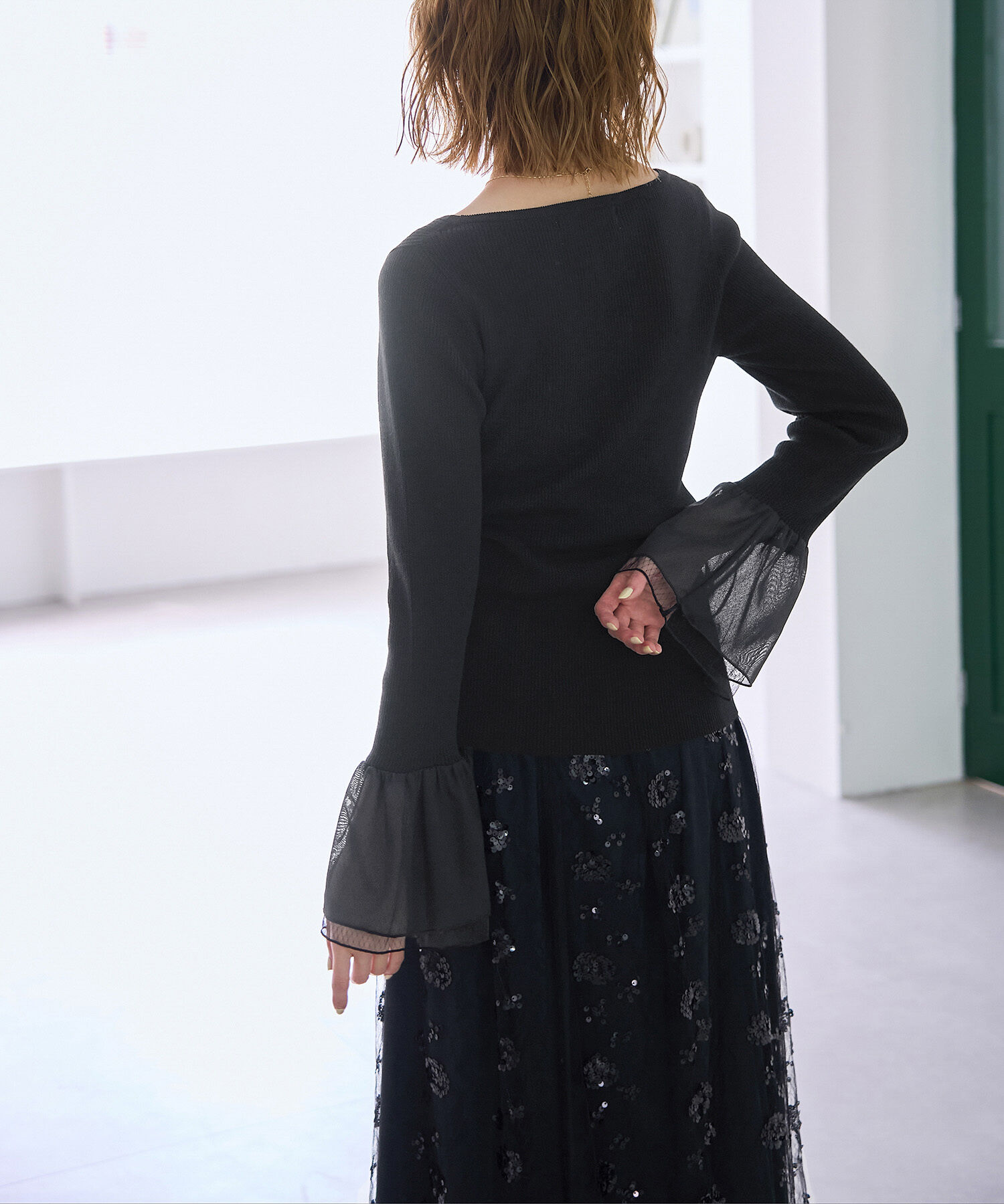 Rope&rsquo;Picnic「袖ラメシアー＆袖チュールプルオーバー」|ニット・セーター|