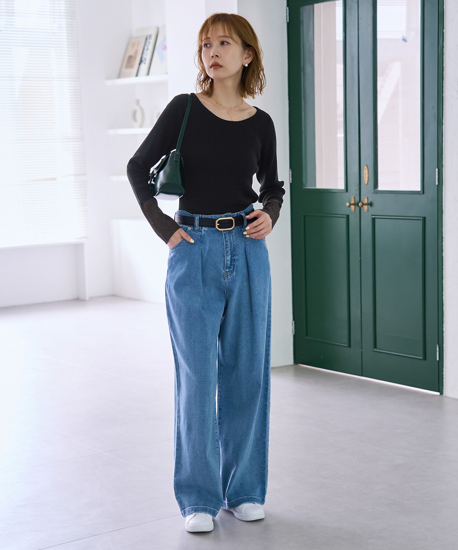 Rope&rsquo;Picnic「袖ラメシアー＆袖チュールプルオーバー」|ニット・セーター|