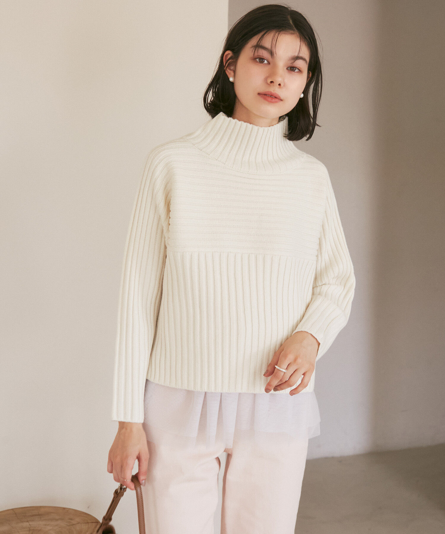 Rope&rsquo;Picnic「【WEB限定カラーあり】アソートリブ切り替えニットプルオーバー/リンクコーデ・新色追加」|ニット・セーター|