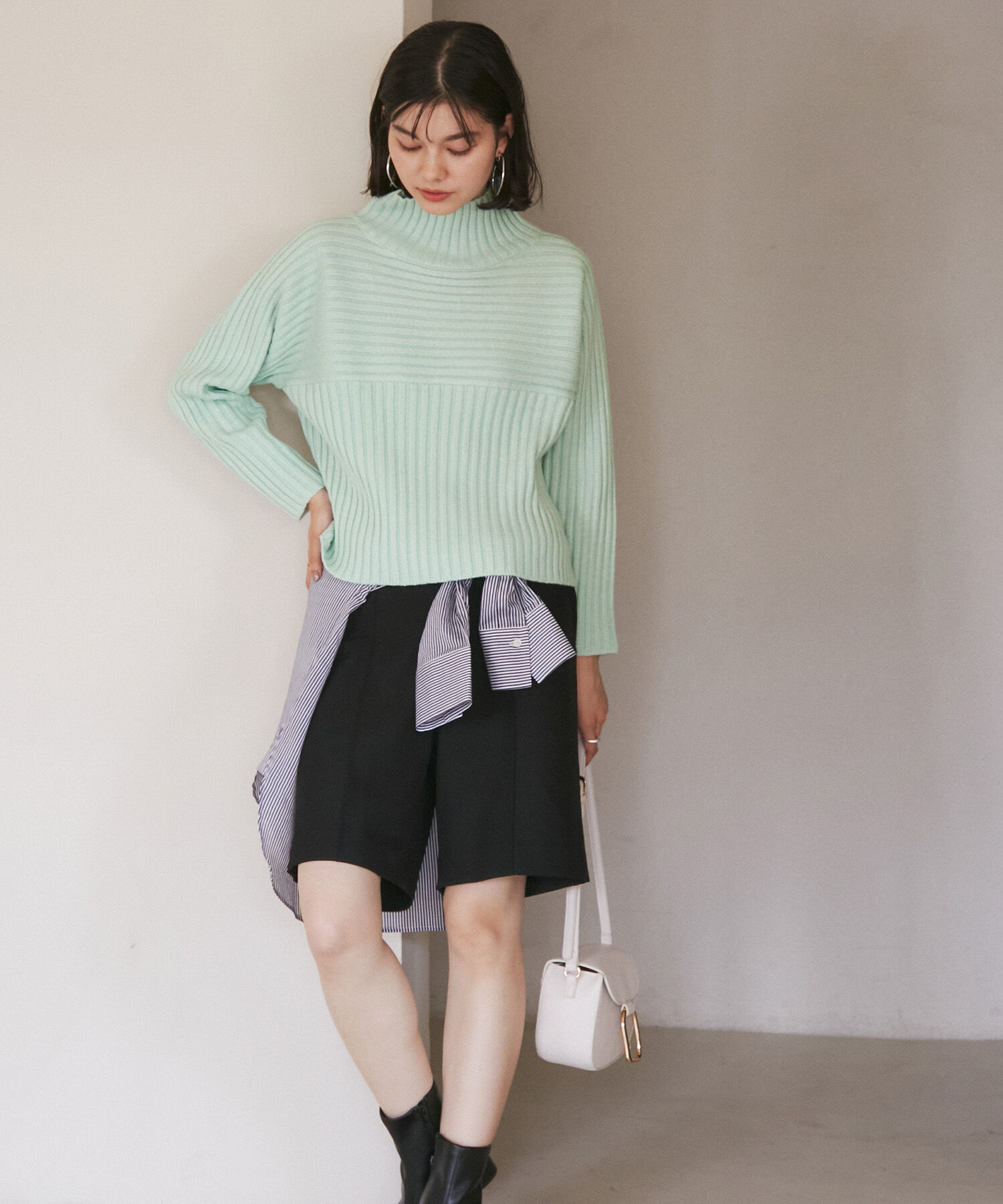 Rope&rsquo;Picnic「【WEB限定カラーあり】アソートリブ切り替えニットプルオーバー/リンクコーデ・新色追加」|ニット・セーター|