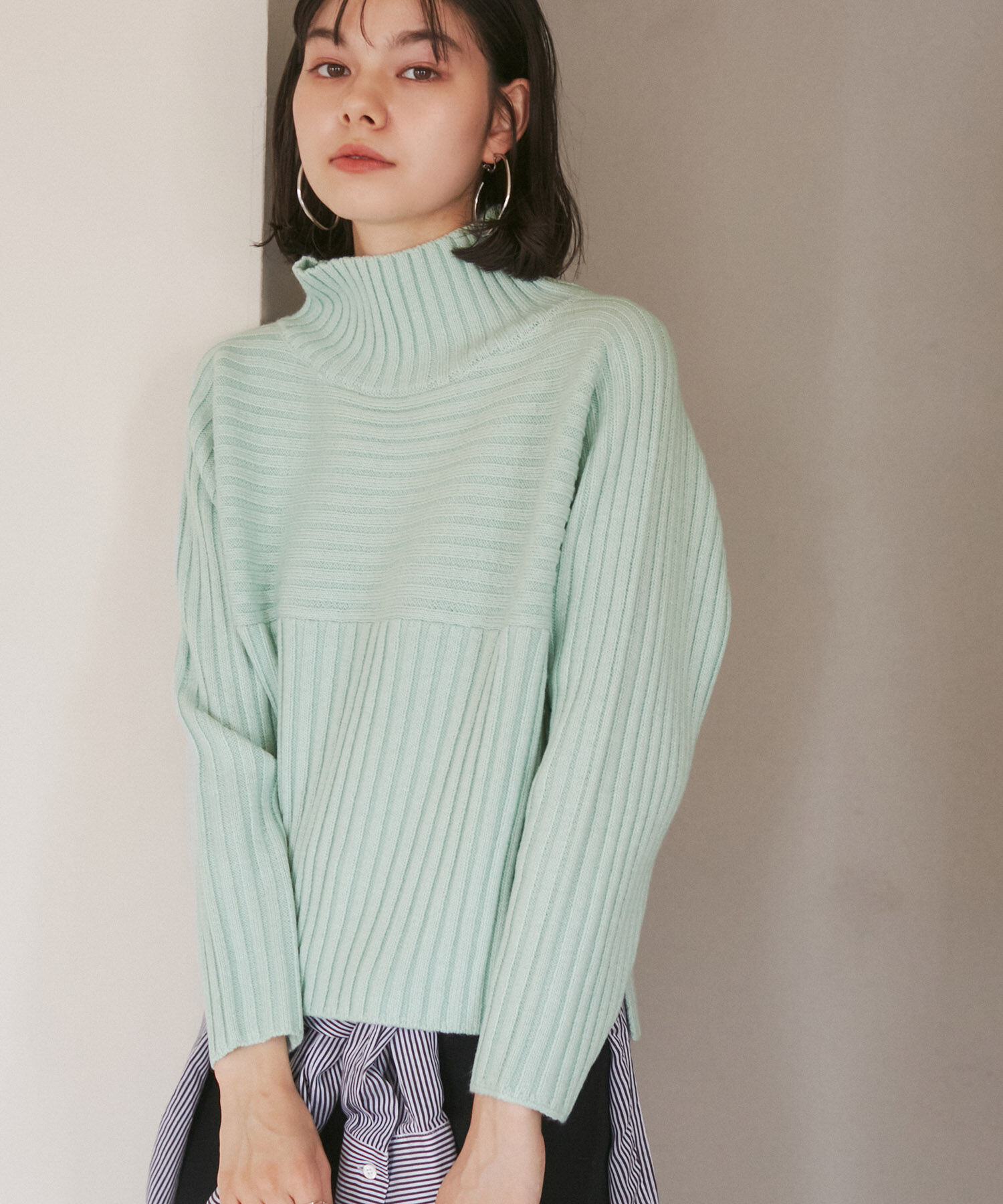 Rope&rsquo;Picnic「【WEB限定カラーあり】アソートリブ切り替えニットプルオーバー/リンクコーデ・新色追加」|ニット・セーター|