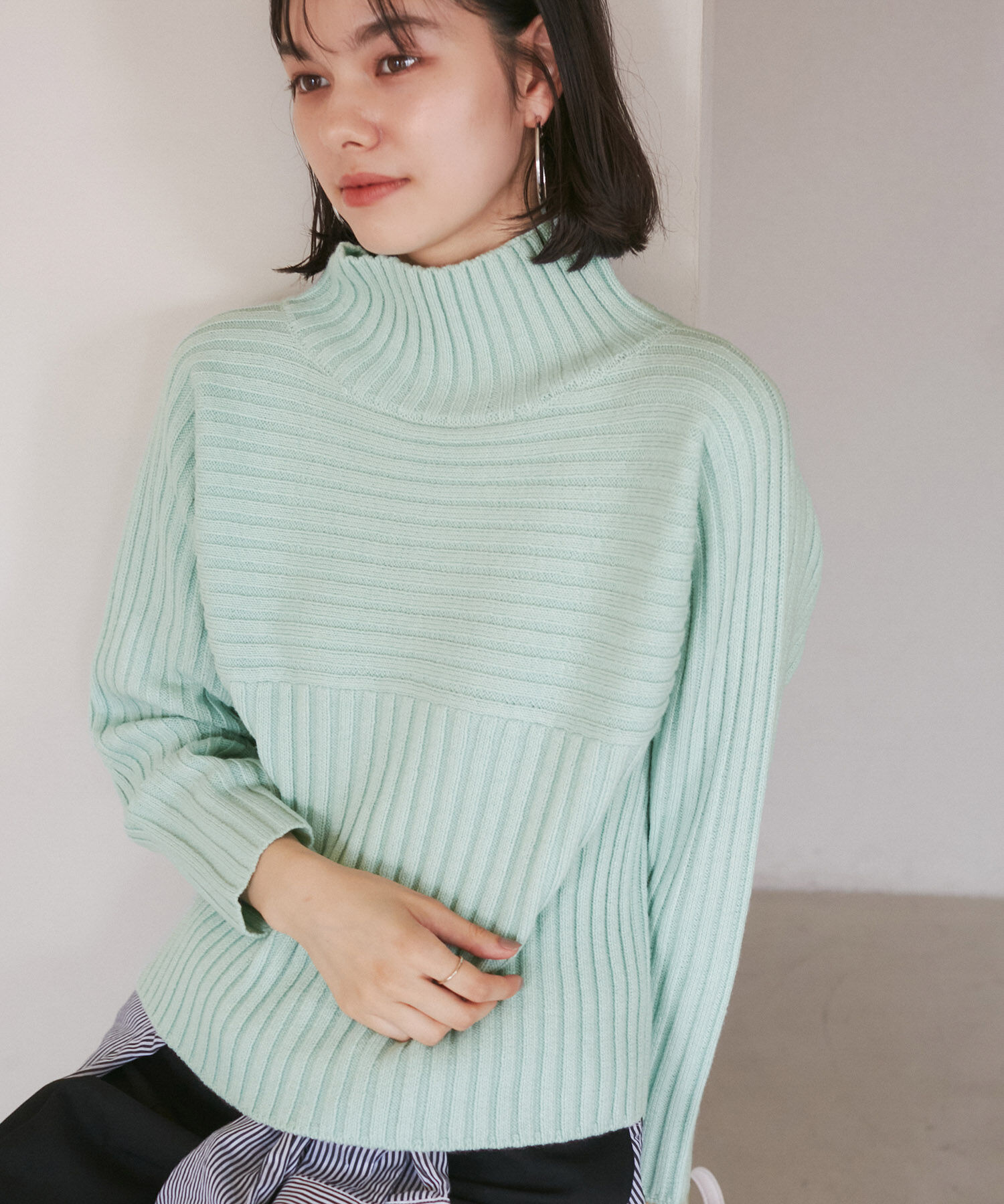 Rope&rsquo;Picnic「【WEB限定カラーあり】アソートリブ切り替えニットプルオーバー/リンクコーデ・新色追加」|ニット・セーター|