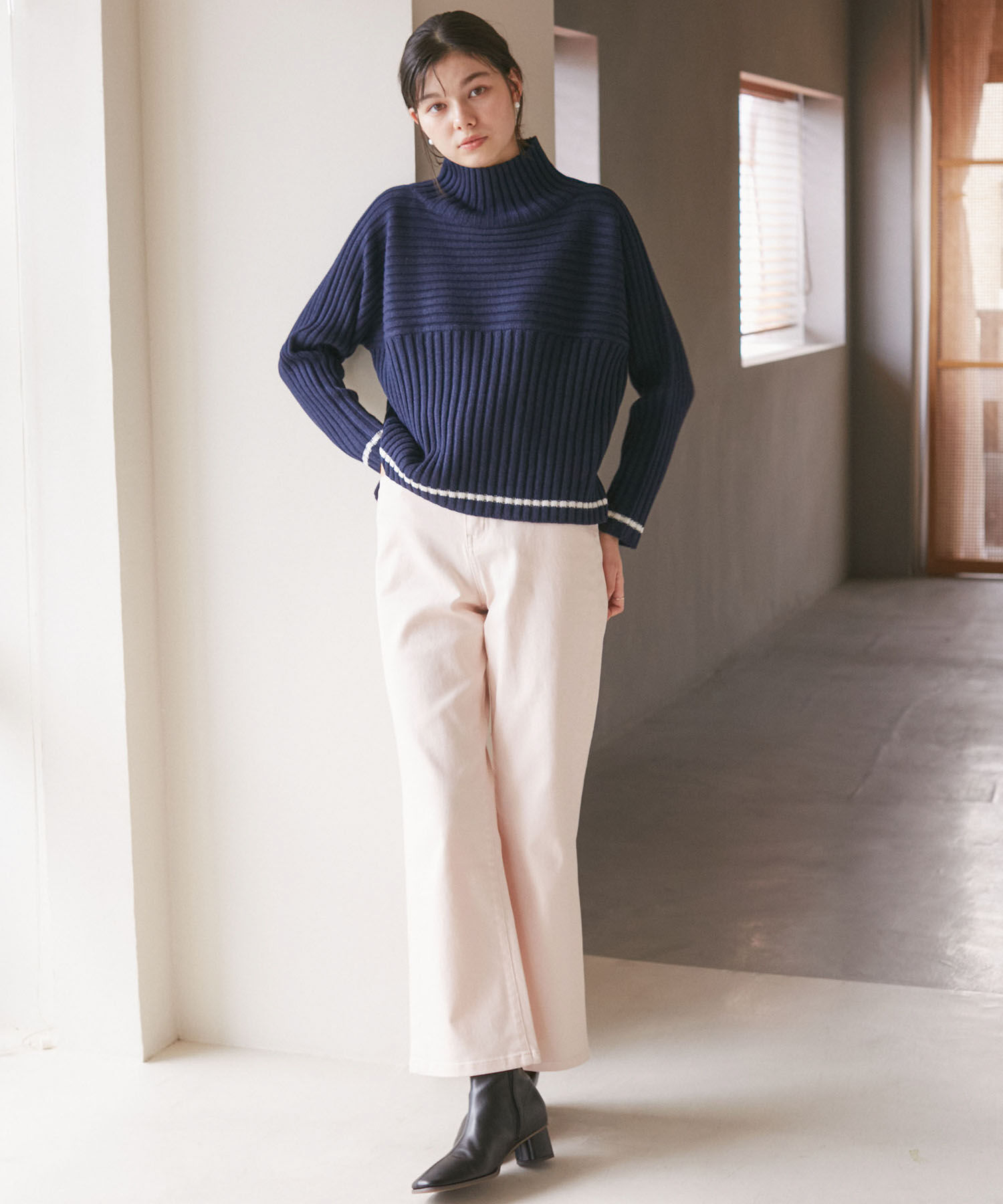 Rope&rsquo;Picnic「【WEB限定カラーあり】アソートリブ切り替えニットプルオーバー/リンクコーデ・新色追加」|ニット・セーター|