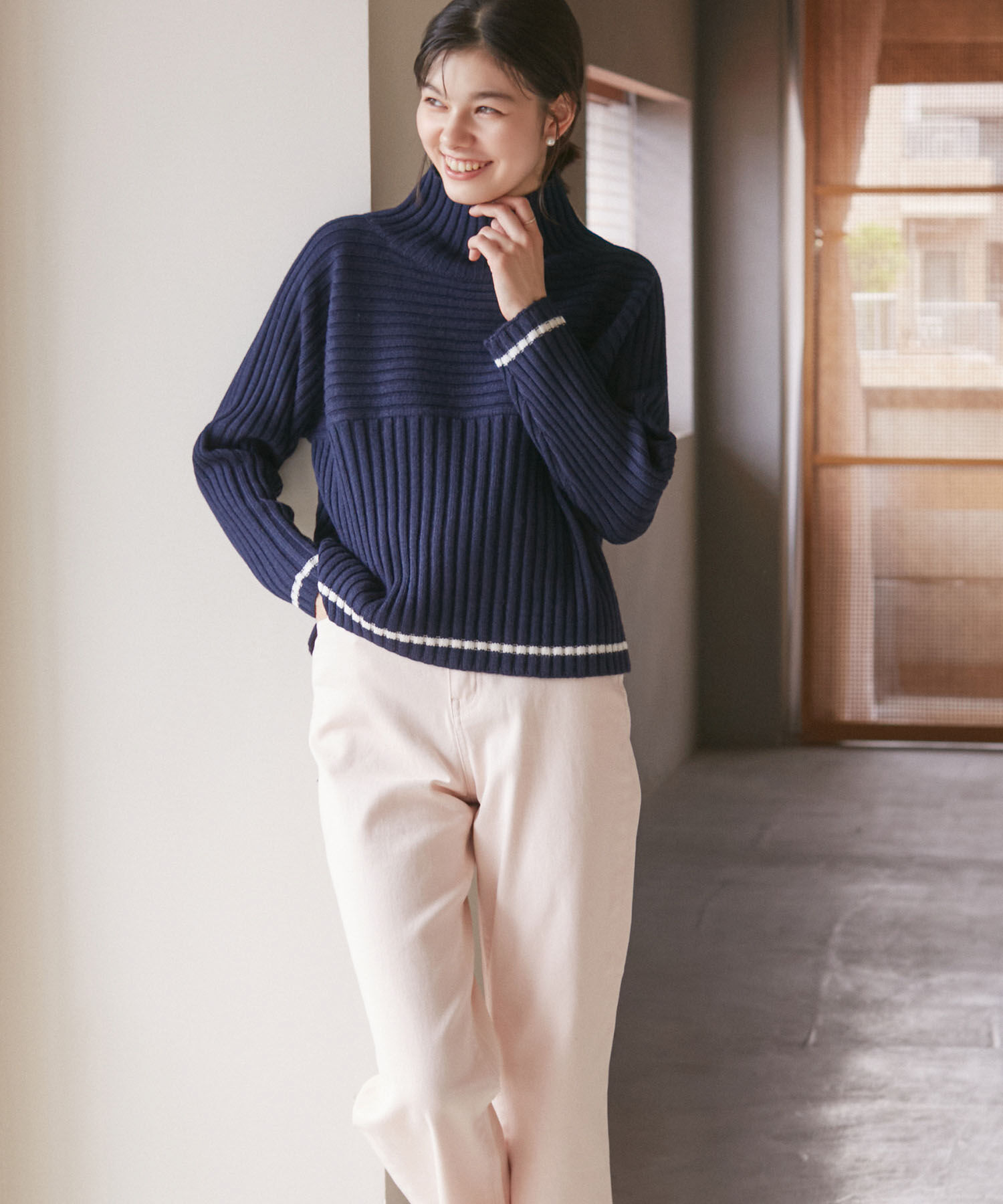 Rope&rsquo;Picnic「【WEB限定カラーあり】アソートリブ切り替えニットプルオーバー/リンクコーデ・新色追加」|ニット・セーター|