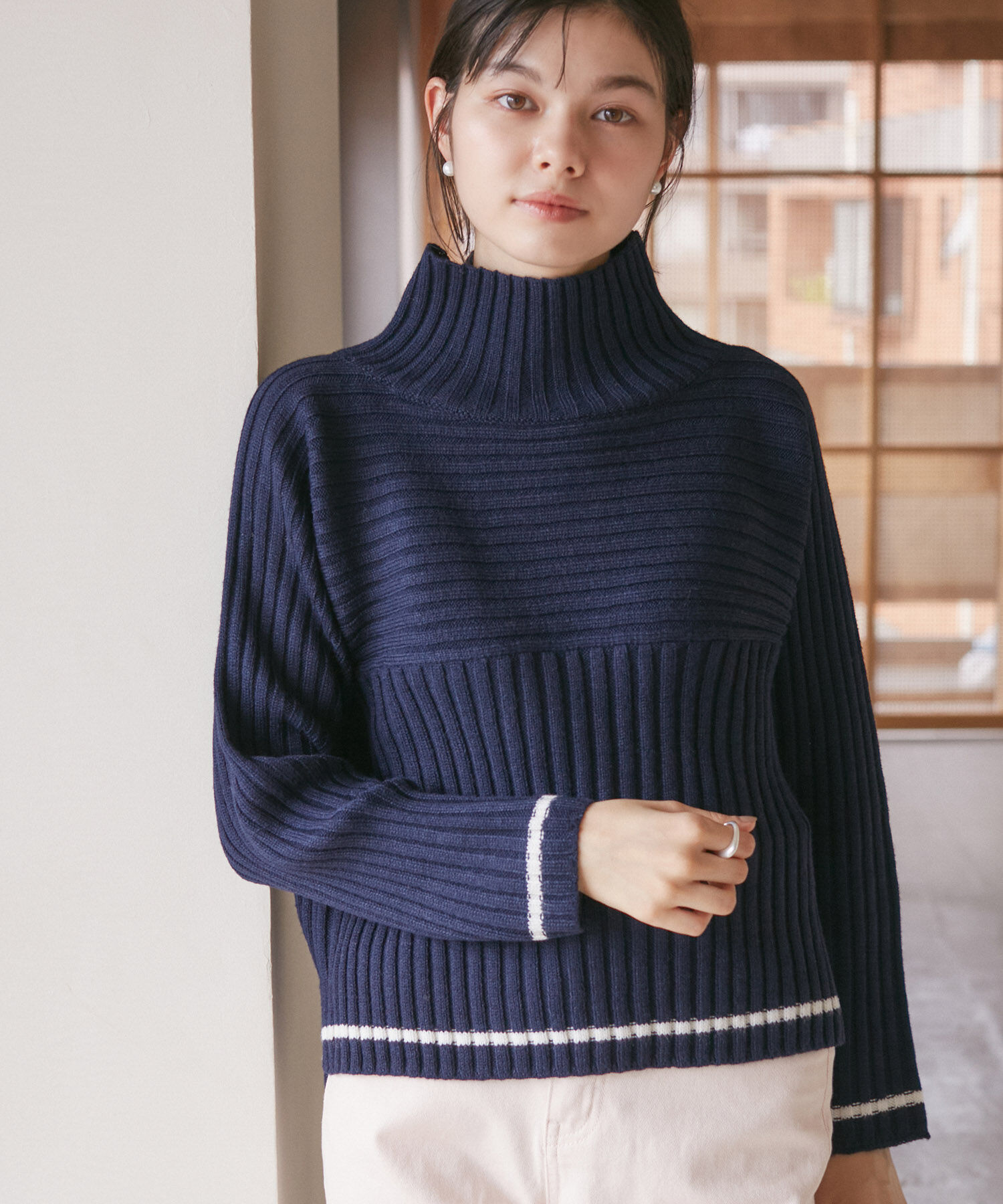 Rope&rsquo;Picnic「【WEB限定カラーあり】アソートリブ切り替えニットプルオーバー/リンクコーデ・新色追加」|ニット・セーター|