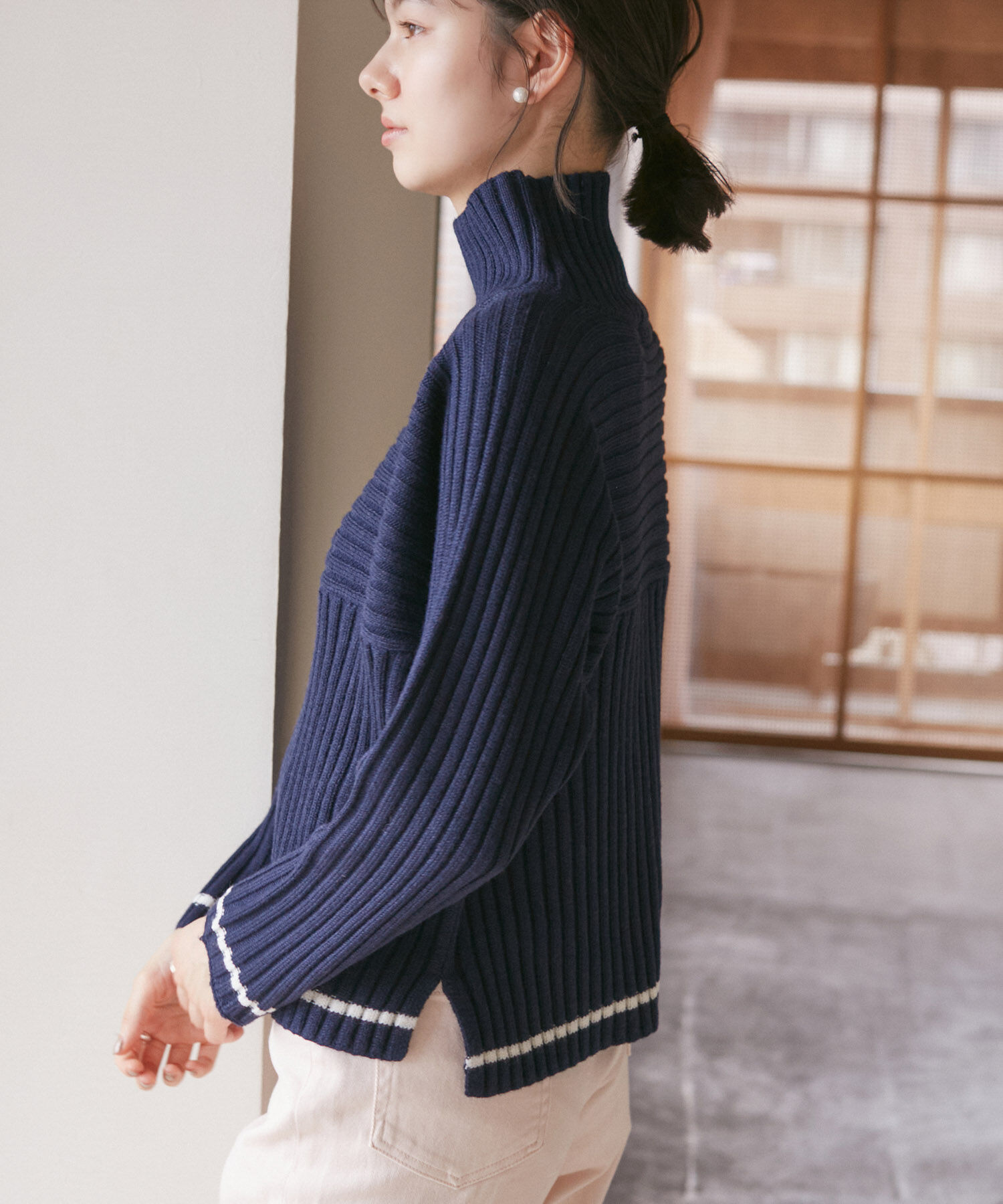 Rope&rsquo;Picnic「【WEB限定カラーあり】アソートリブ切り替えニットプルオーバー/リンクコーデ・新色追加」|ニット・セーター|