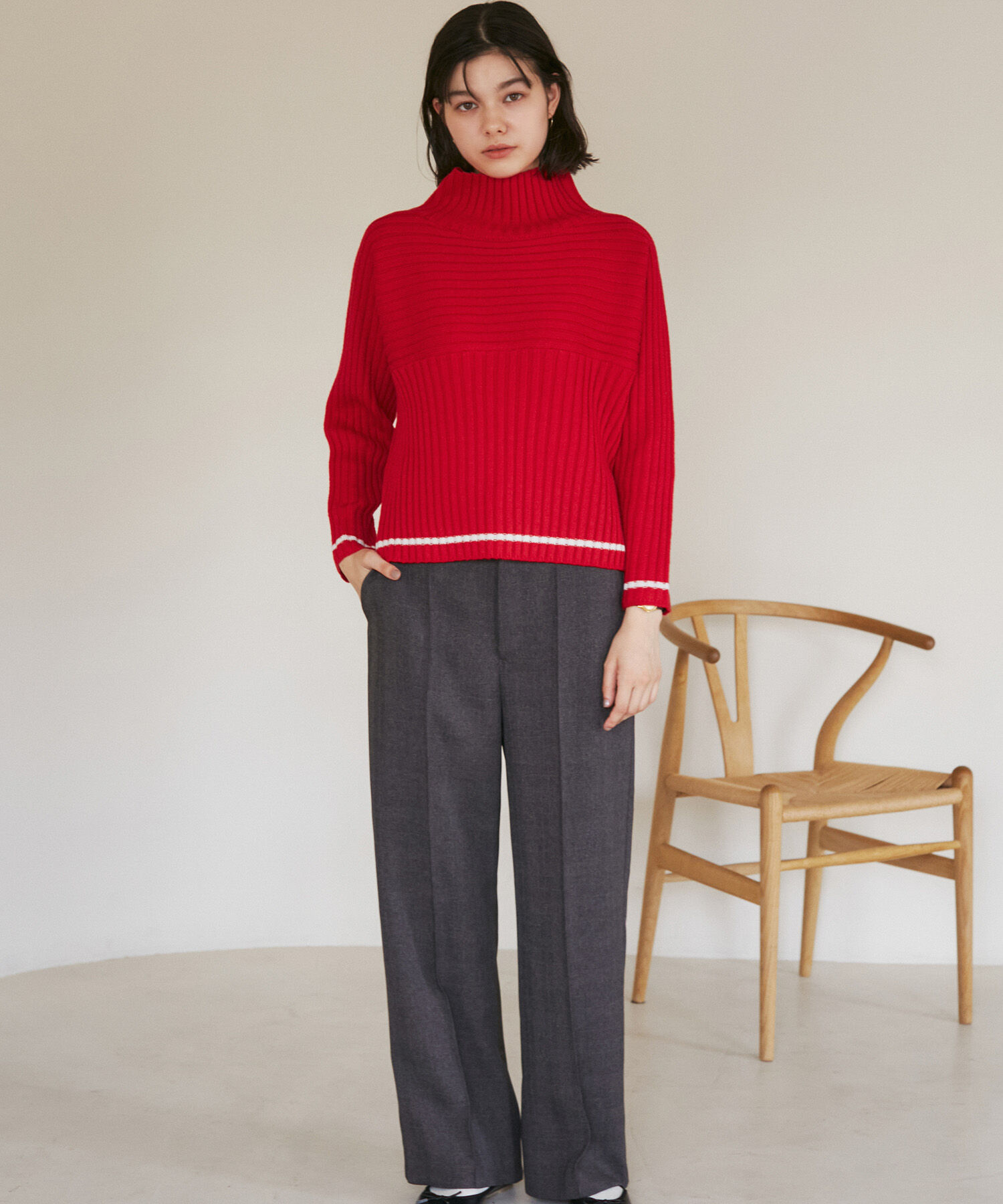 Rope&rsquo;Picnic「【WEB限定カラーあり】アソートリブ切り替えニットプルオーバー/リンクコーデ・新色追加」|ニット・セーター|