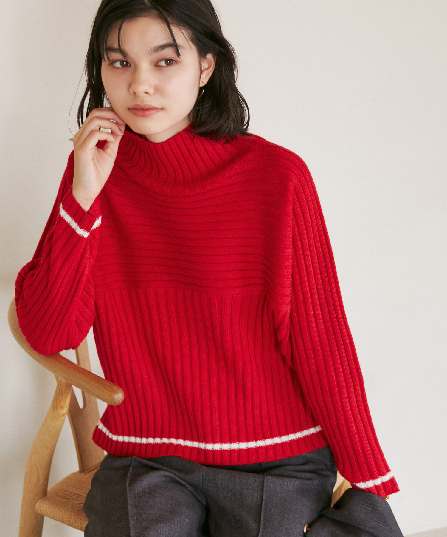 Rope&rsquo;Picnic「【WEB限定カラーあり】アソートリブ切り替えニットプルオーバー/リンクコーデ・新色追加」|ニット・セーター|