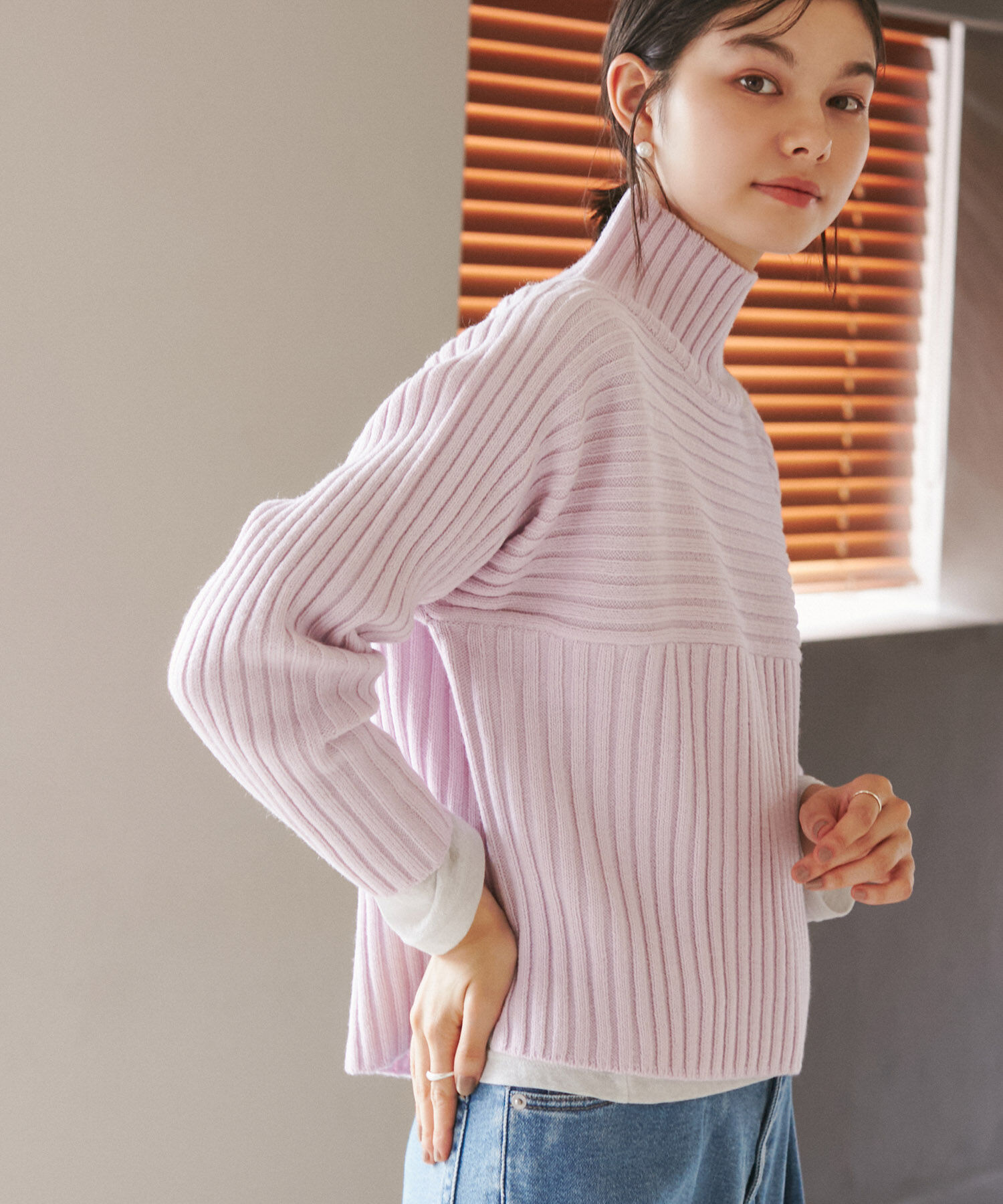 Rope&rsquo;Picnic「【WEB限定カラーあり】アソートリブ切り替えニットプルオーバー/リンクコーデ・新色追加」|ニット・セーター|