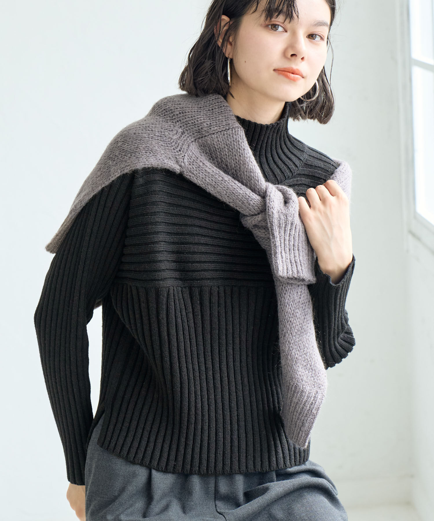 Rope&rsquo;Picnic「【WEB限定カラーあり】アソートリブ切り替えニットプルオーバー/リンクコーデ・新色追加」|ニット・セーター|