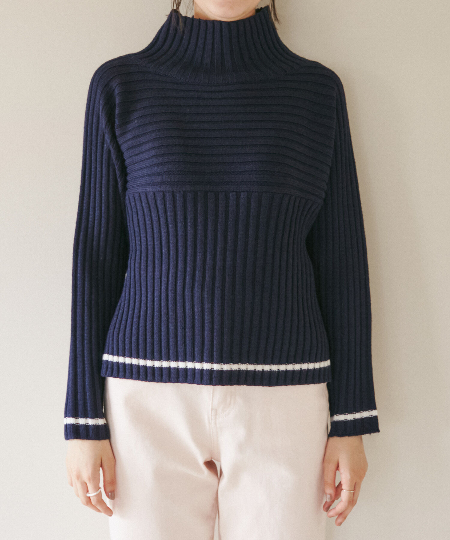 Rope&rsquo;Picnic「【WEB限定カラーあり】アソートリブ切り替えニットプルオーバー/リンクコーデ・新色追加」|ニット・セーター|