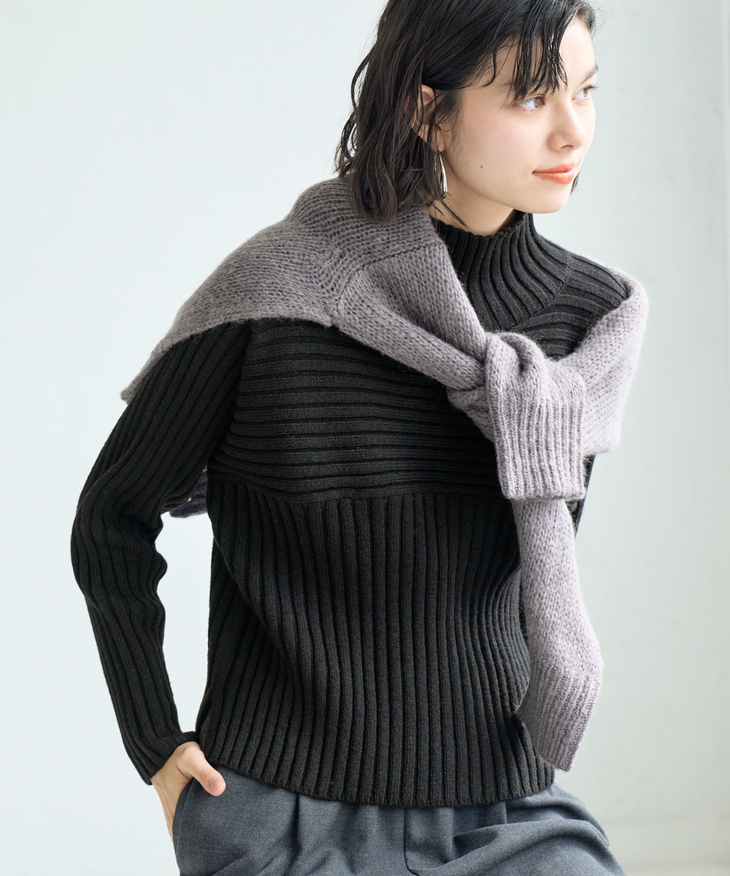 Rope&rsquo;Picnic「【WEB限定カラーあり】アソートリブ切り替えニットプルオーバー/リンクコーデ・新色追加」|ニット・セーター|