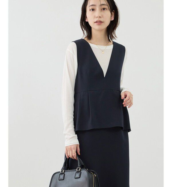 Rope&rsquo;Picnic「レイヤード風ペプラムジャンパースカート」|ワンピース|