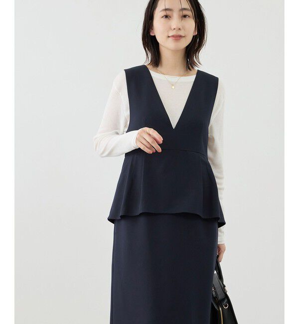 Rope&rsquo;Picnic「レイヤード風ペプラムジャンパースカート」|ワンピース|