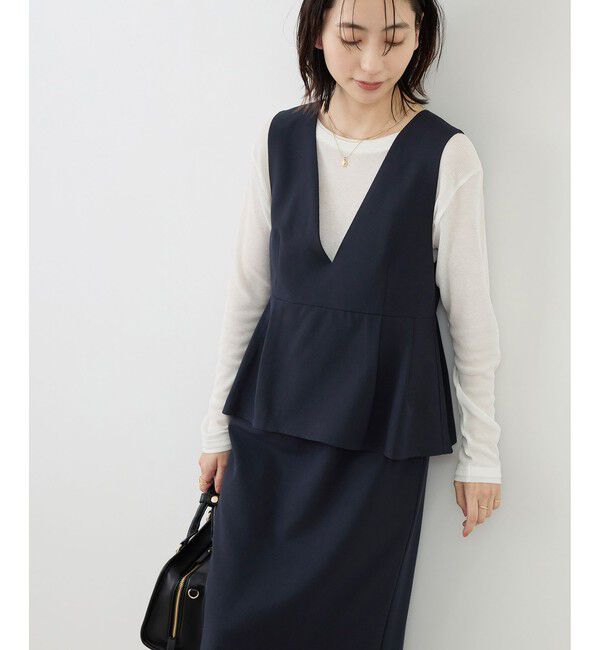 Rope&rsquo;Picnic「レイヤード風ペプラムジャンパースカート」|ワンピース|