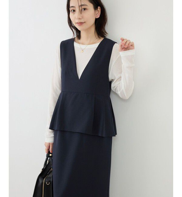 Rope&rsquo;Picnic「レイヤード風ペプラムジャンパースカート」|ワンピース|