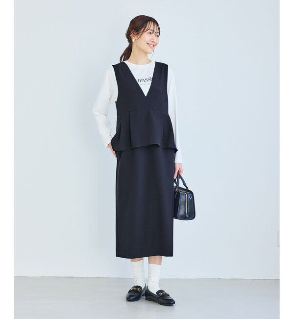 Rope&rsquo;Picnic「レイヤード風ペプラムジャンパースカート」|ワンピース|