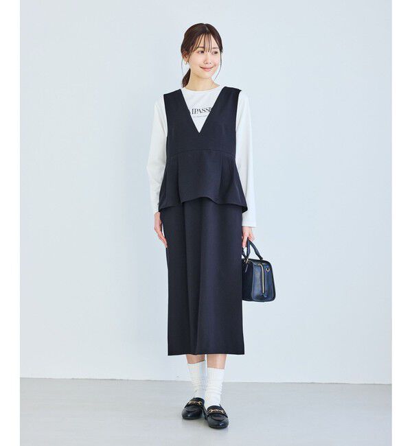 Rope&rsquo;Picnic「レイヤード風ペプラムジャンパースカート」|ワンピース|