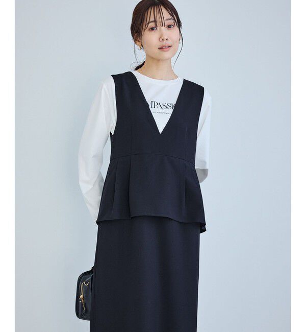 Rope&rsquo;Picnic「レイヤード風ペプラムジャンパースカート」|ワンピース|