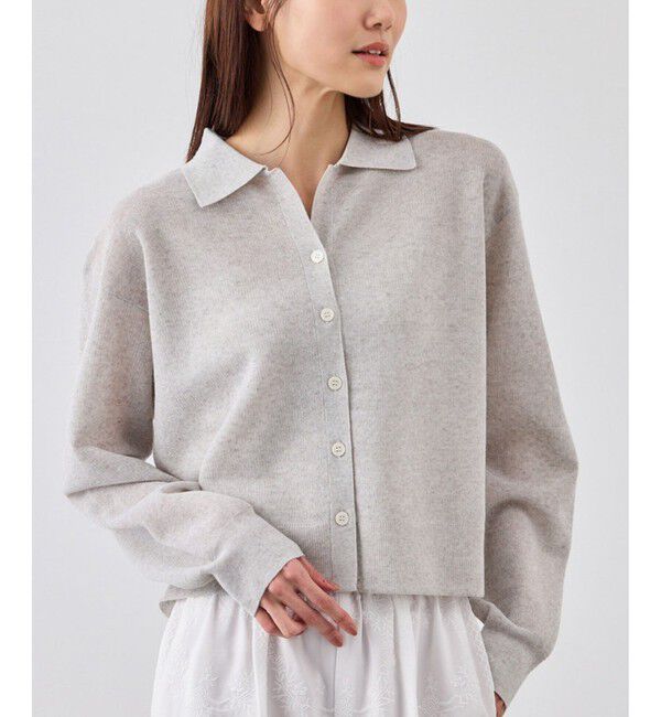 Rope&rsquo;Picnic「スポンジシアーポロカーディガン/イージーケア」|カーディガン|ライトグレー(08)