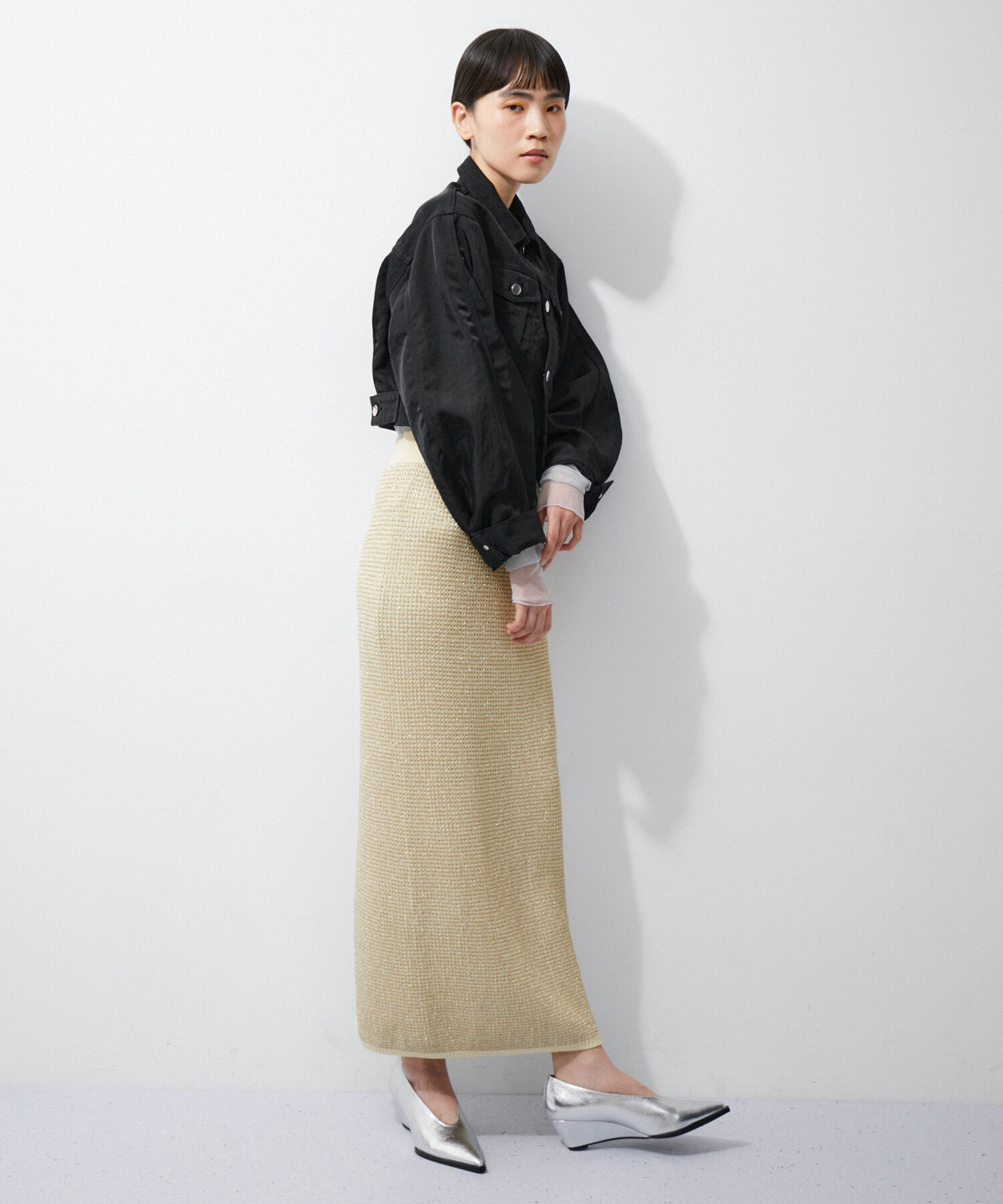 ADAM ET ROPE'「ラメパターンニットスカート」|スカート|