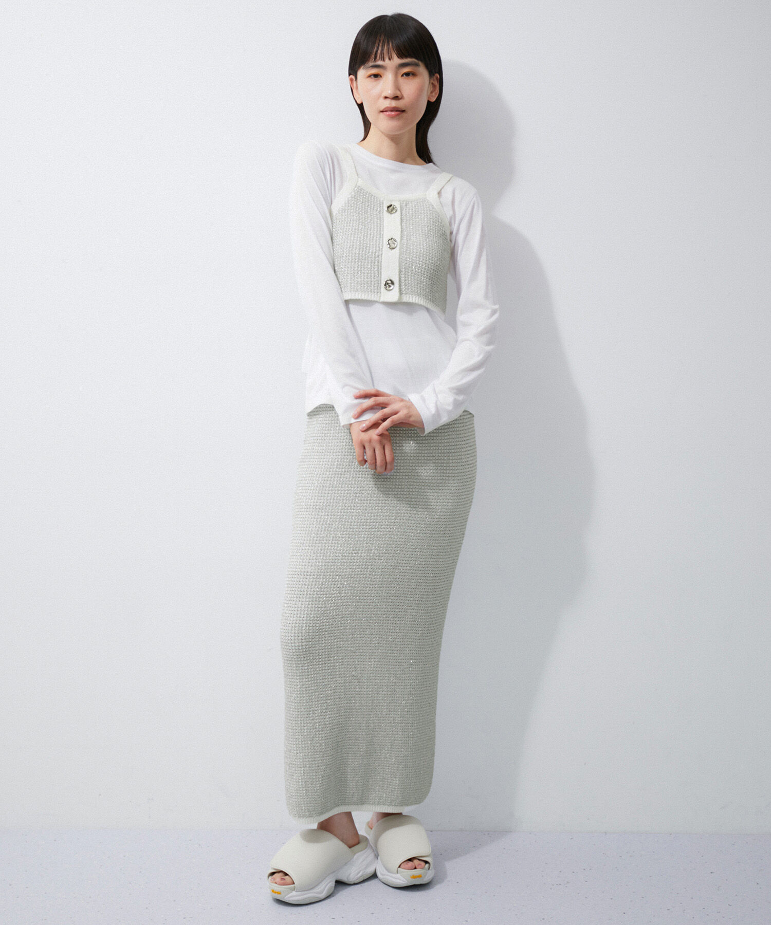 ADAM ET ROPE'「ラメパターンニットスカート」|スカート|