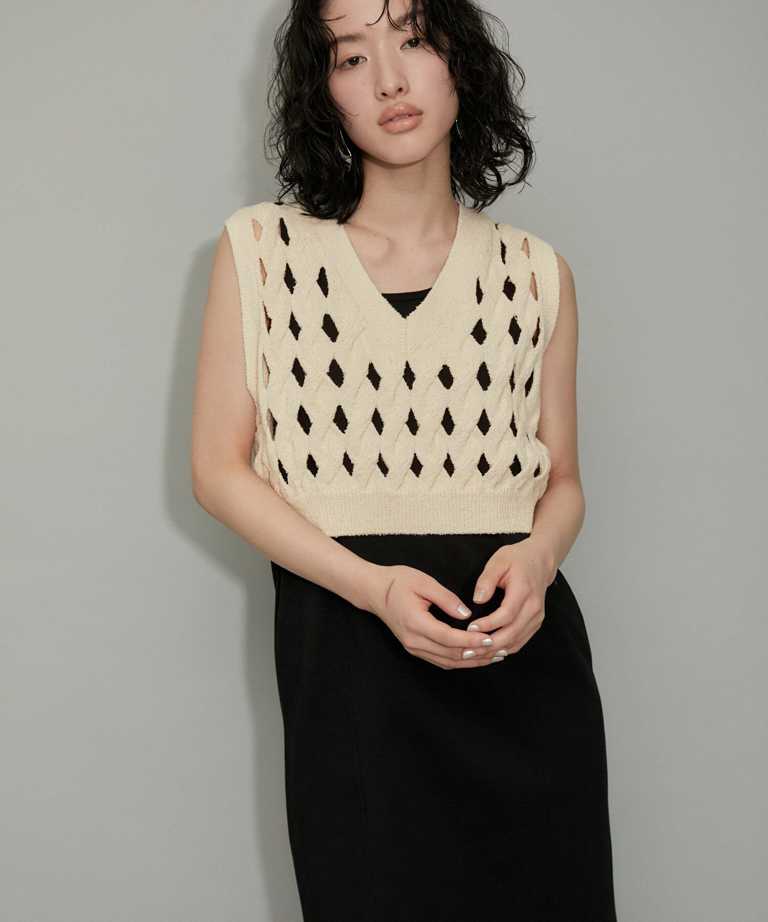 ADAM ET ROPE'「【再入荷・WEB限定・セットアイテム】パターンニットジレコンビワンピース」|ワンピース|