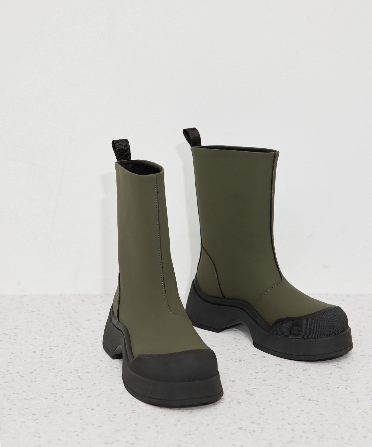 ADAM ET ROPE'「晴雨兼用ボリュームソールミドル丈ブーツ」|その他|カーキ(36)
